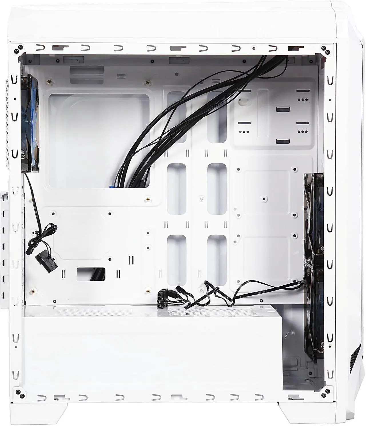 Alt view image 7 of 10 - DIYPC Gamestorm-W White Dual USB 3.0 ATX Mid Tower Gaming Computer Case with Build-in 3 x Fans (2 x 120mm Blue LED Fans x Front, 1 x 120mm Blue LED Fan x Rear)