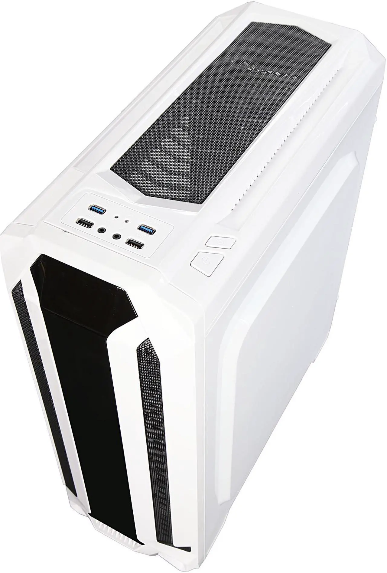 Alt view image 9 of 10 - DIYPC Gamestorm-W White Dual USB 3.0 ATX Mid Tower Gaming Computer Case with Build-in 3 x Fans (2 x 120mm Blue LED Fans x Front, 1 x 120mm Blue LED Fan x Rear)
