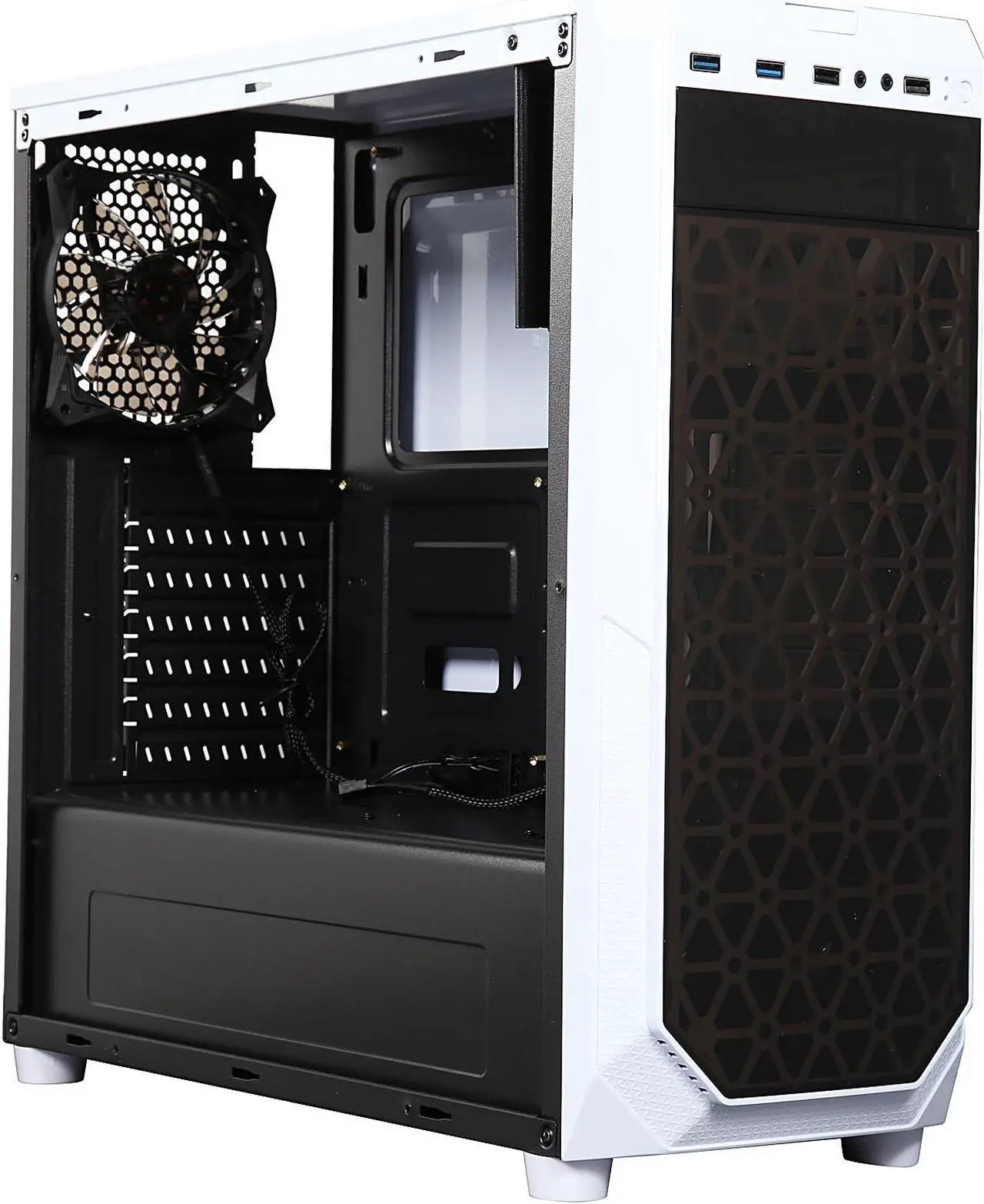 Alt view image 3 of 9 - DIYPC VII-W-15LEDlight White Dual USB 3.0 ATX Mid Tower Gaming Computer Case with Pre-installed 2 x Blue 15 LED Light Fans