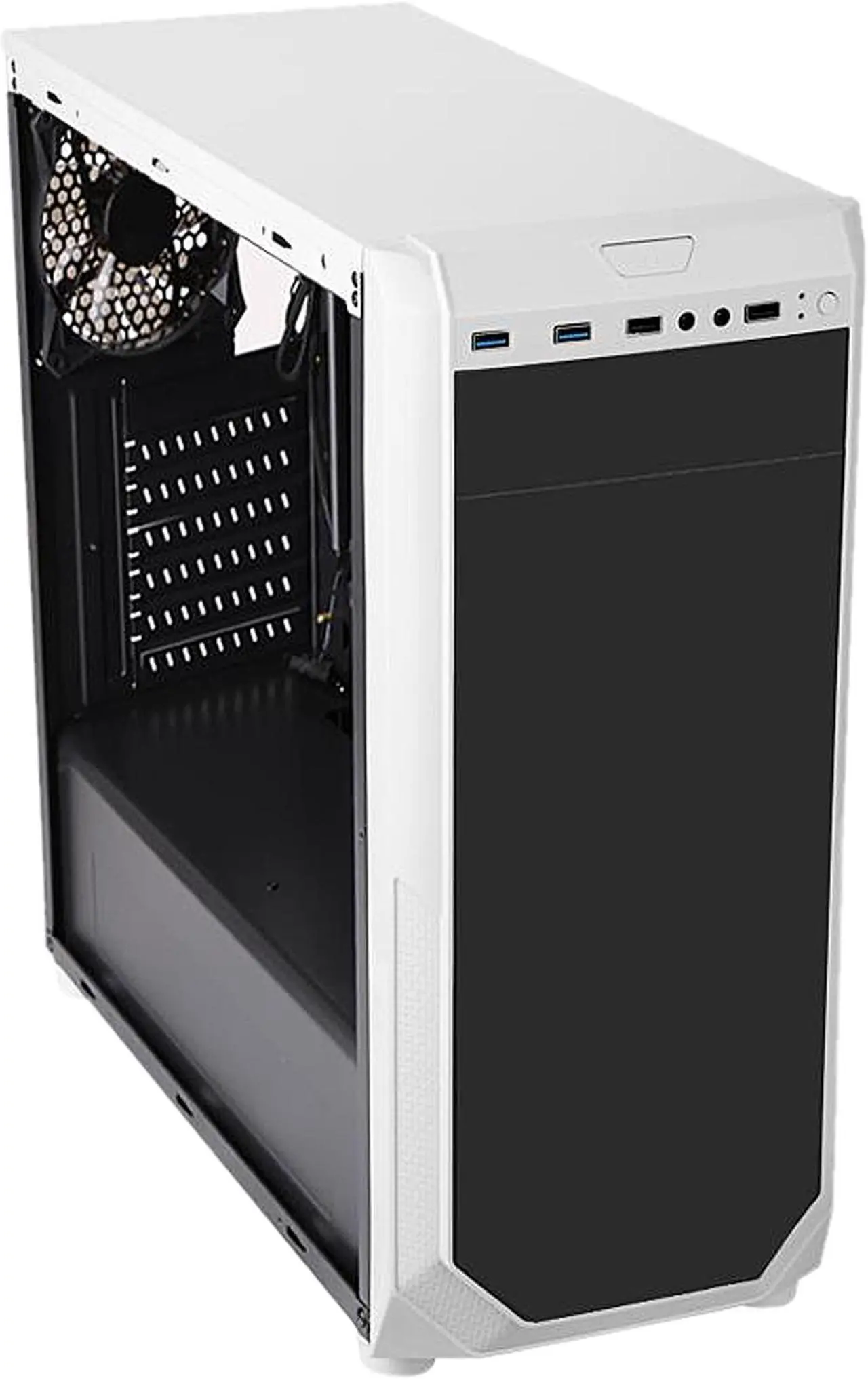 Alt view image 5 of 9 - DIYPC VII-W-15LEDlight White Dual USB 3.0 ATX Mid Tower Gaming Computer Case with Pre-installed 2 x Blue 15 LED Light Fans