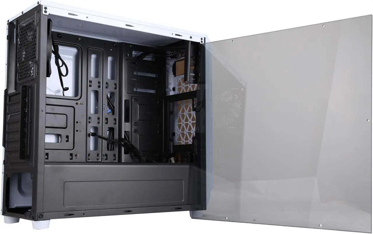 Alt view image 8 of 9 - DIYPC VII-W-15LEDlight White Dual USB 3.0 ATX Mid Tower Gaming Computer Case with Pre-installed 2 x Blue 15 LED Light Fans