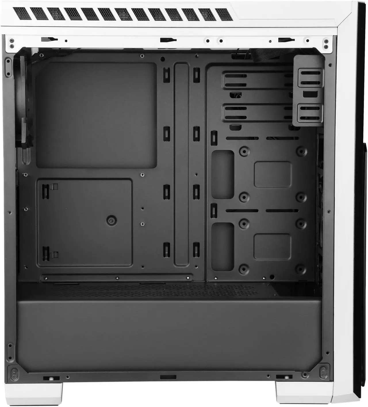 Alt view image 6 of 14 - DIYPC DIY-TG8-BW Black Dual USB3.0 Steel/ Tempered Glass ATX Mid Tower Gaming Computer Case w/Tempered Glass Panels (Front, Top and Both Sides) and Pre-Installed 3 x Blue 33LED Light Fan