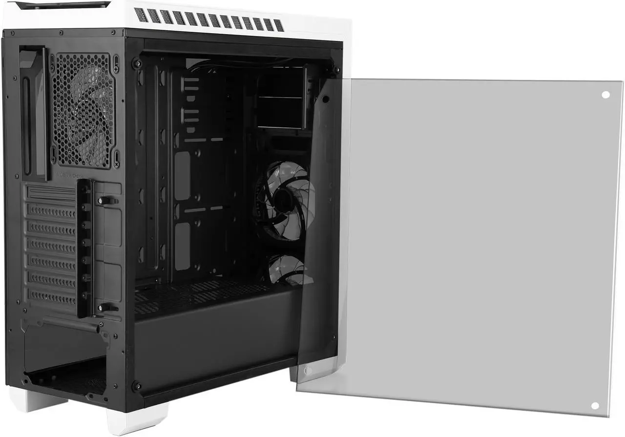 Alt view image 8 of 14 - DIYPC DIY-TG8-BW Black Dual USB3.0 Steel/ Tempered Glass ATX Mid Tower Gaming Computer Case w/Tempered Glass Panels (Front, Top and Both Sides) and Pre-Installed 3 x Blue 33LED Light Fan