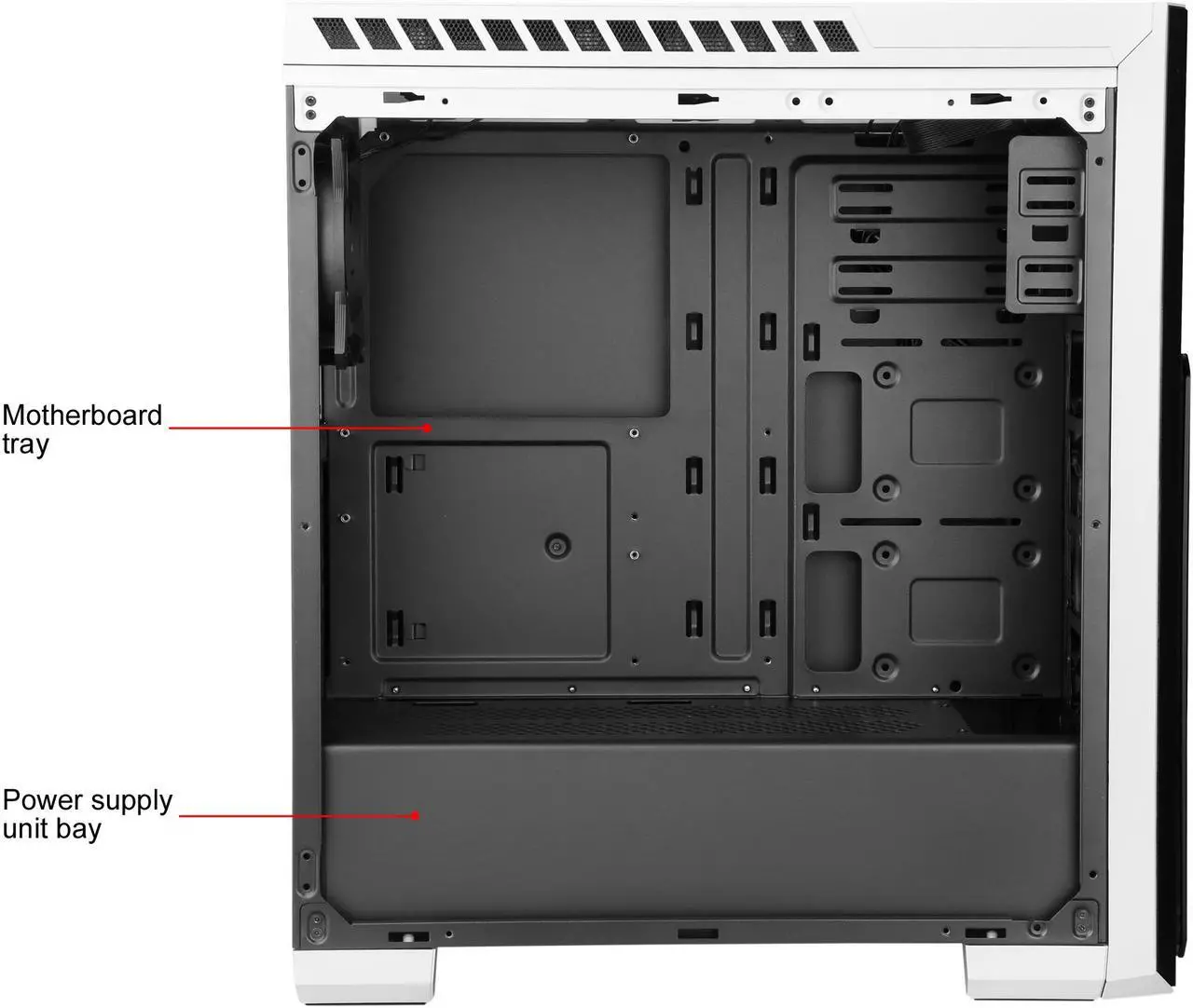 Alt view image 7 of 14 - DIYPC DIY-TG8-BW Black Dual USB3.0 Steel/ Tempered Glass ATX Mid Tower Gaming Computer Case w/Tempered Glass Panels (Front, Top and Both Sides) and Pre-Installed 3 x Blue 33LED Light Fan