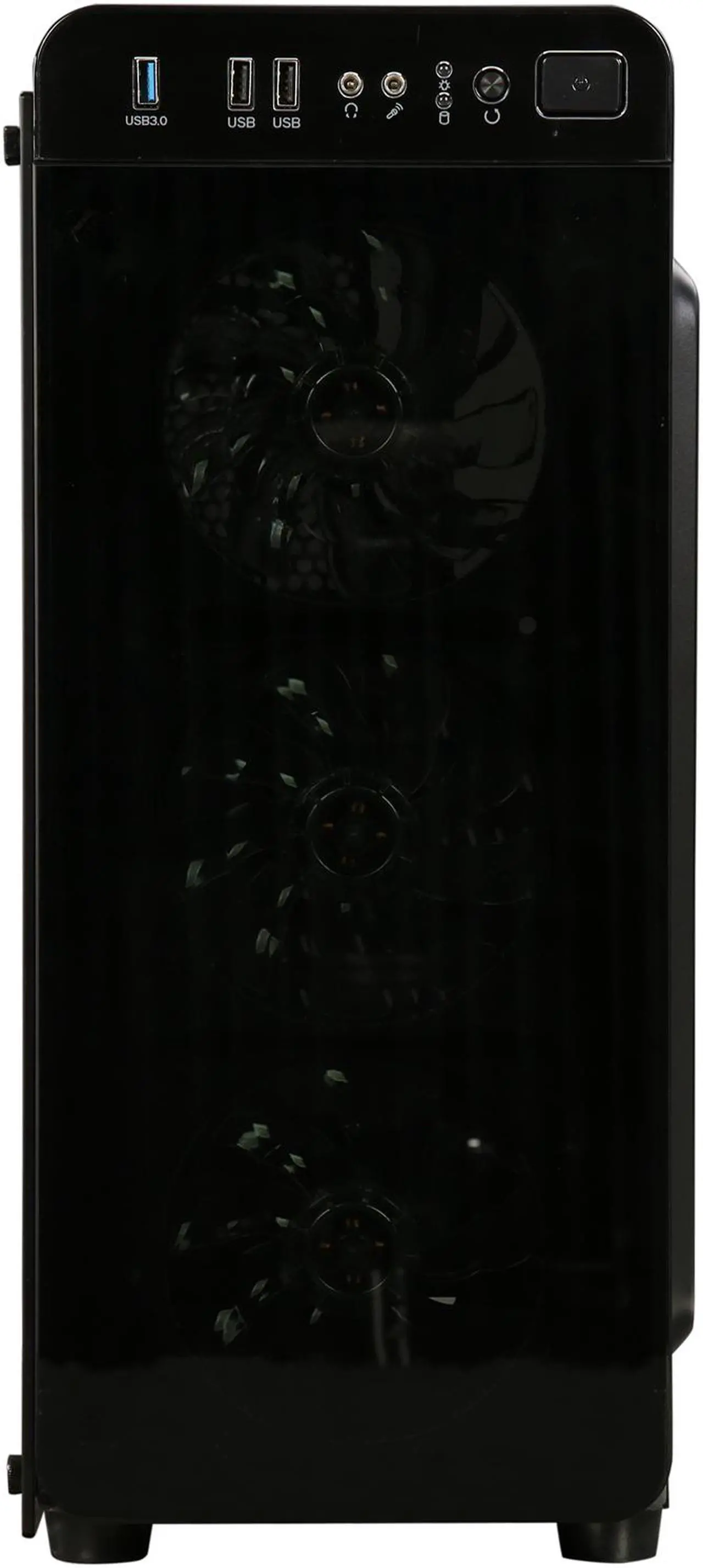 Alt view image 4 of 13 - DIYPC VisionII-BL Black USB3.0 Steel / Tempered Glass ATX Mid Tower Gaming Computer Case w/ Tempered Glass Panels (Front and Left Side), 4 x Blue 33LED Light Fan (Pre-Installed)