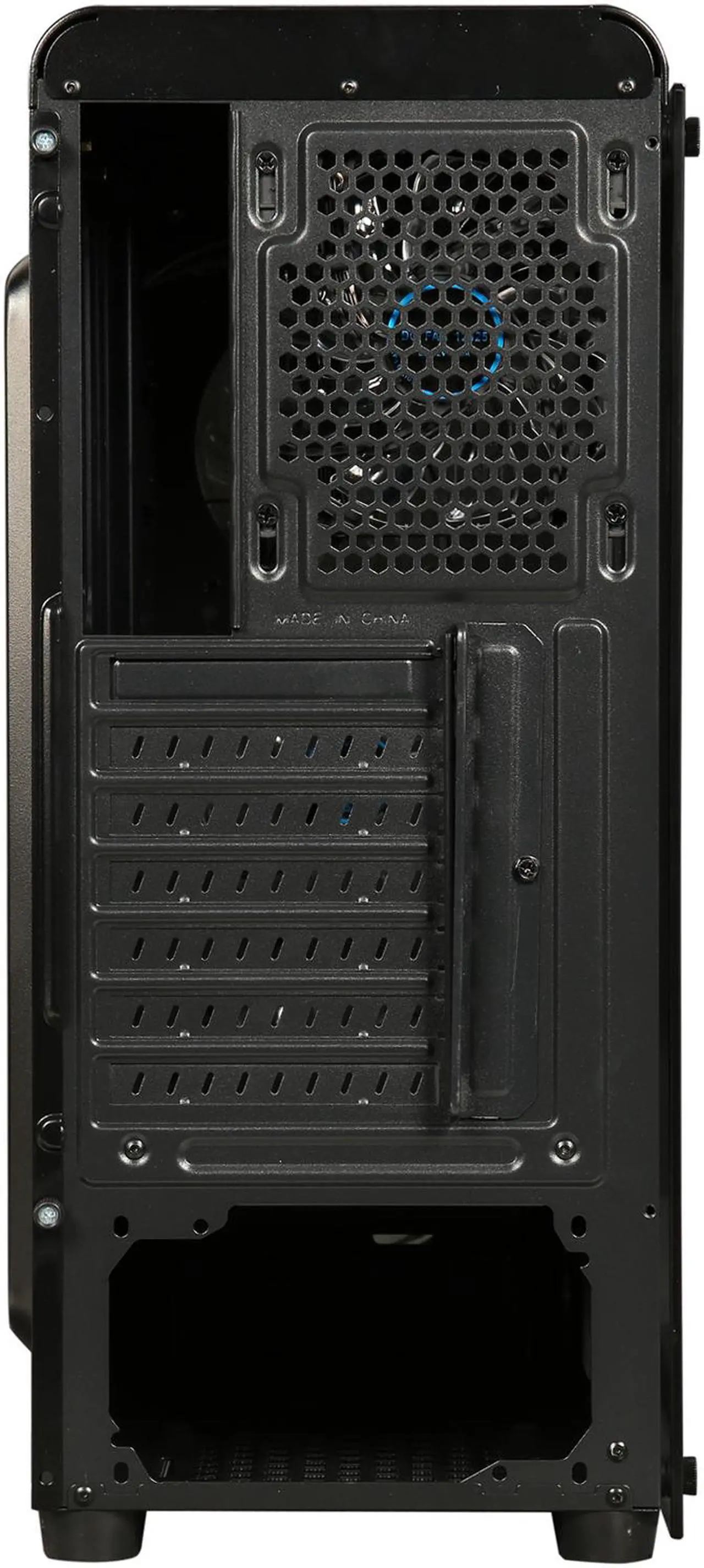 Alt view image 8 of 13 - DIYPC VisionII-BL Black USB3.0 Steel / Tempered Glass ATX Mid Tower Gaming Computer Case w/ Tempered Glass Panels (Front and Left Side), 4 x Blue 33LED Light Fan (Pre-Installed)