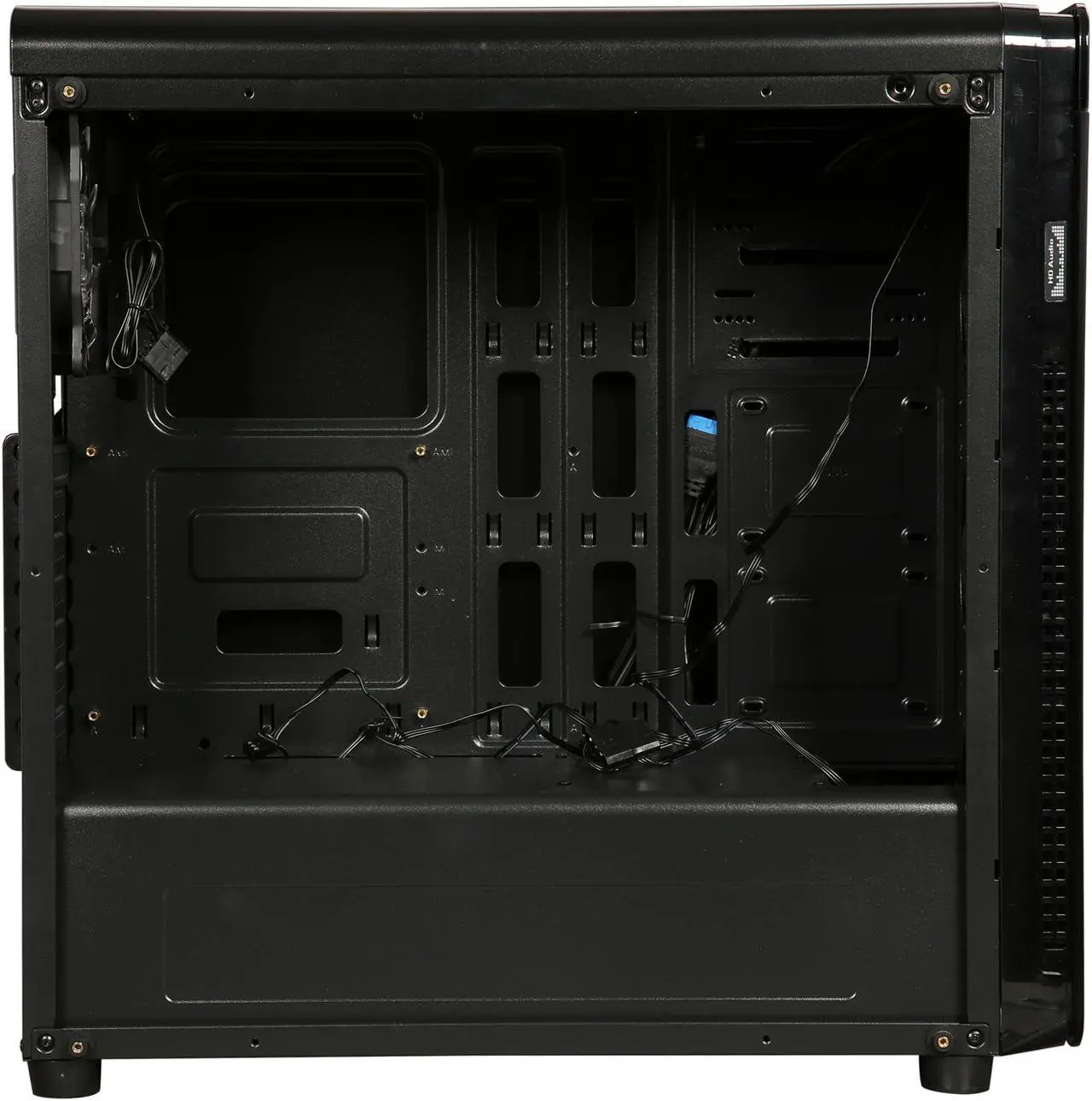 Alt view image 11 of 13 - DIYPC VisionII-BL Black USB3.0 Steel / Tempered Glass ATX Mid Tower Gaming Computer Case w/ Tempered Glass Panels (Front and Left Side), 4 x Blue 33LED Light Fan (Pre-Installed)