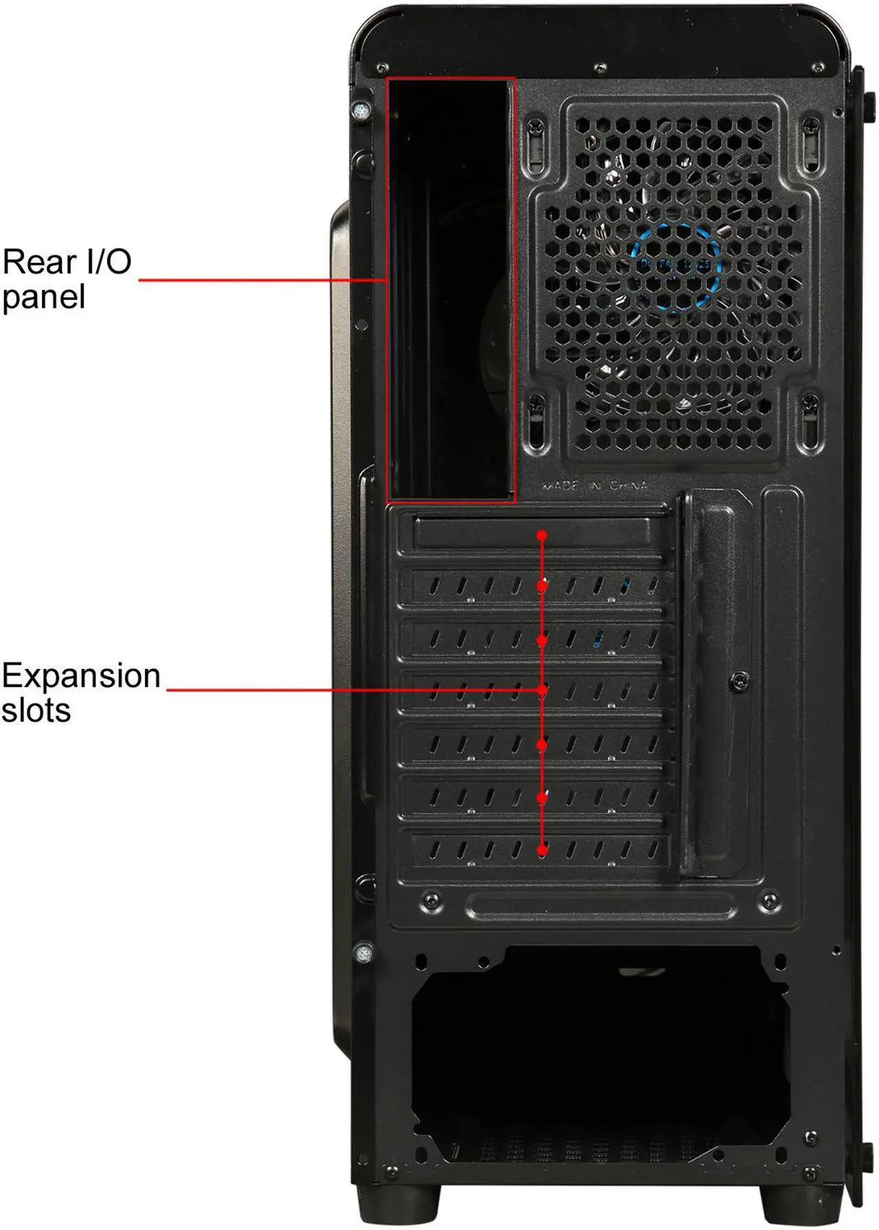Alt view image 9 of 13 - DIYPC VisionII-BL Black USB3.0 Steel / Tempered Glass ATX Mid Tower Gaming Computer Case w/ Tempered Glass Panels (Front and Left Side), 4 x Blue 33LED Light Fan (Pre-Installed)