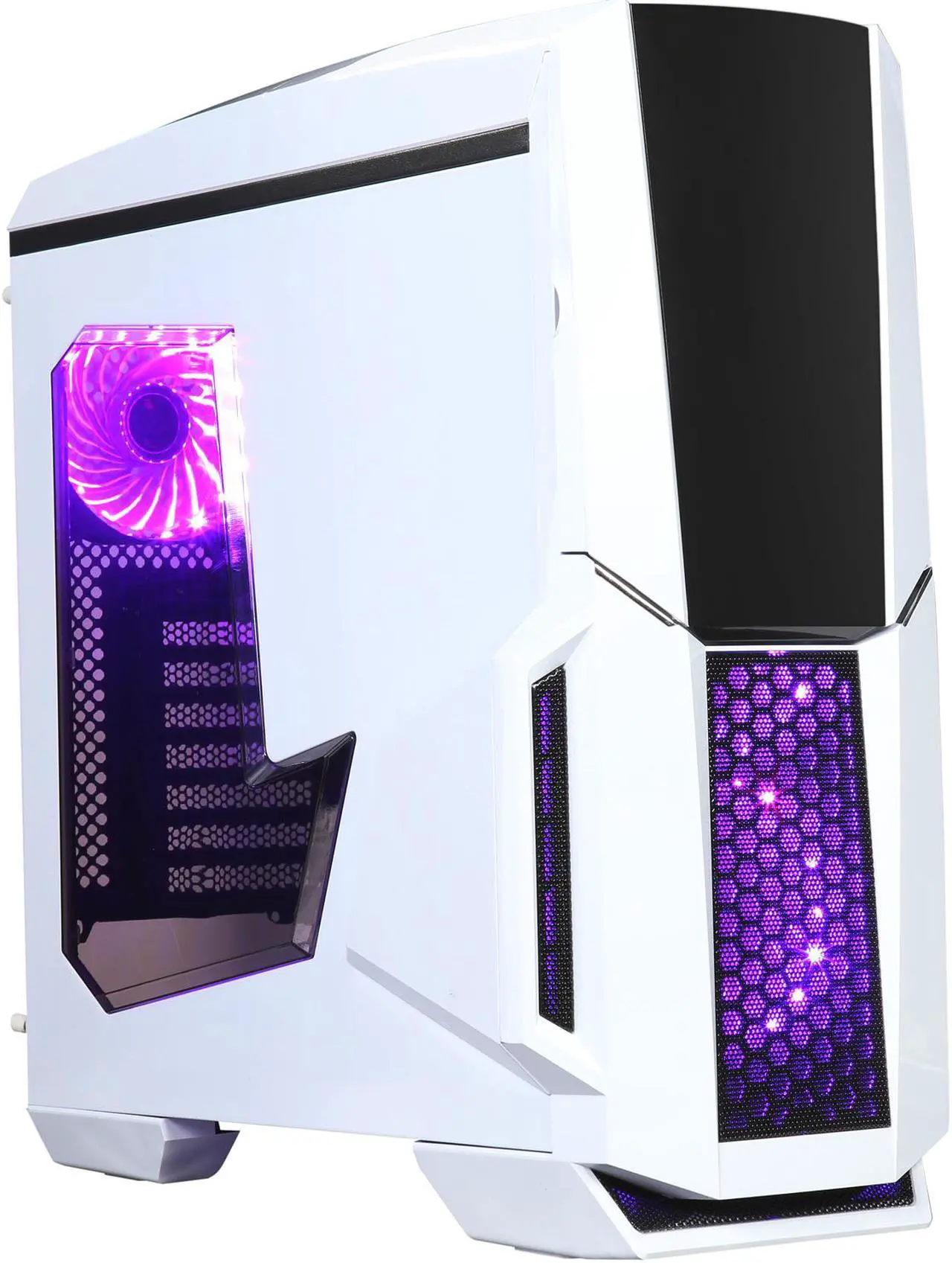 Alt view image 6 of 16 - DIYPC Gamemax-W-RGB White Dual USB 3.0 ATX Mid Tower Gaming Computer Case with Build-in 3 x RGB LED Fans and RGB Remote Control