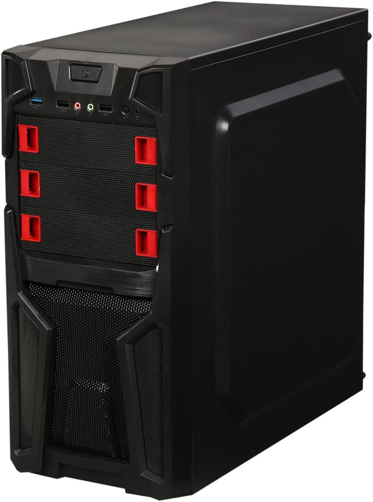 Alt view image 5 of 13 - DIYPC Solo-T2-R Black USB 3.0 ATX Mid Tower Gaming Computer Case with 2 x Red Fans (1x 120mm LED fan x front, 1x 120mm fan x rear) Pre-installed