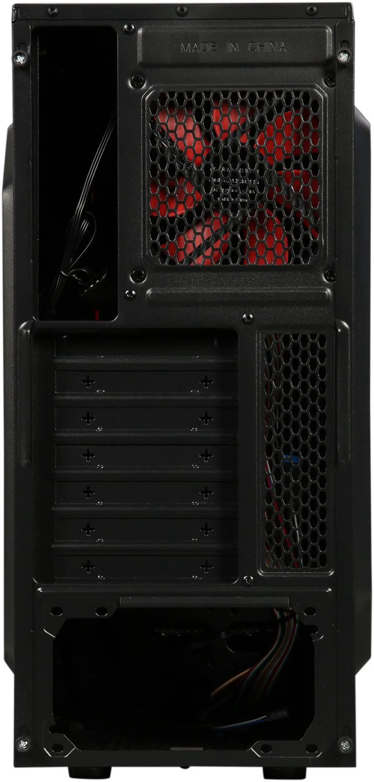 Alt view image 12 of 13 - DIYPC Solo-T2-R Black USB 3.0 ATX Mid Tower Gaming Computer Case with 2 x Red Fans (1x 120mm LED fan x front, 1x 120mm fan x rear) Pre-installed
