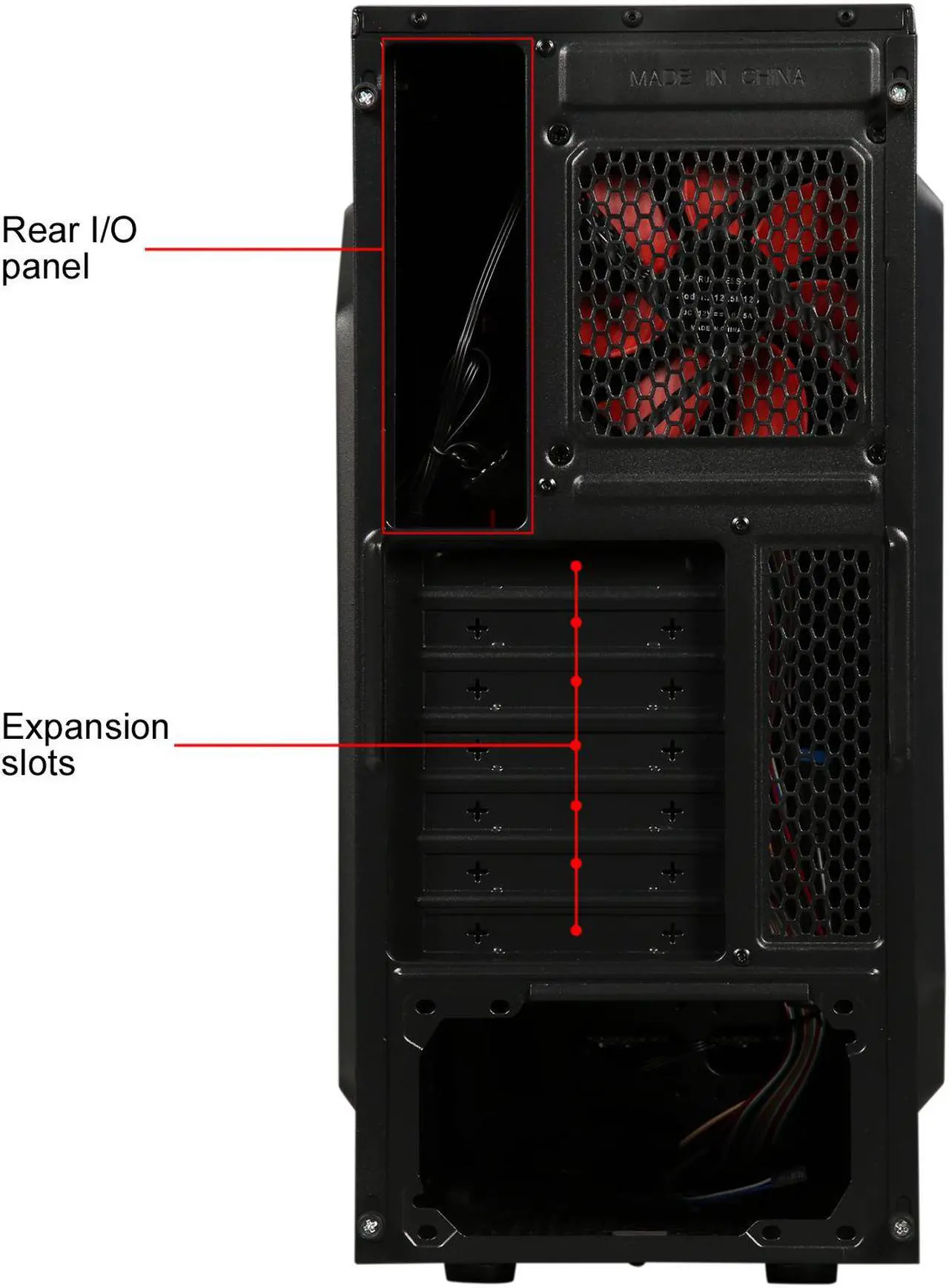 Alt view image 13 of 13 - DIYPC Solo-T2-R Black USB 3.0 ATX Mid Tower Gaming Computer Case with 2 x Red Fans (1x 120mm LED fan x front, 1x 120mm fan x rear) Pre-installed