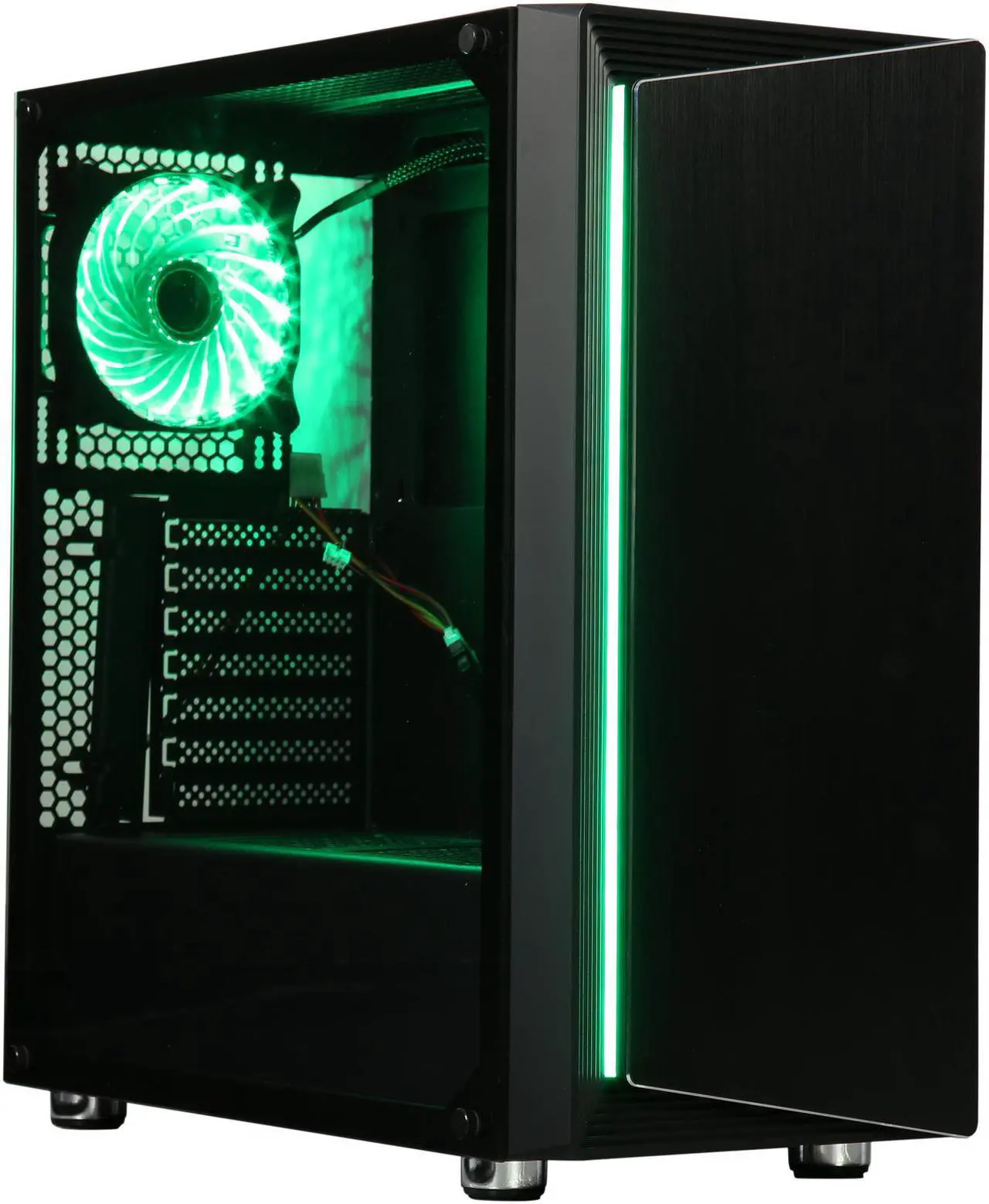 Alt view image 3 of 17 - DIYPC DIY-Line-RGB Black Dual USB3.0 ATX Mid Tower Gaming Computer Case w/Tempered Glass Panel and Integrated RGB Strip/Pre-Installed RGB LED Fan