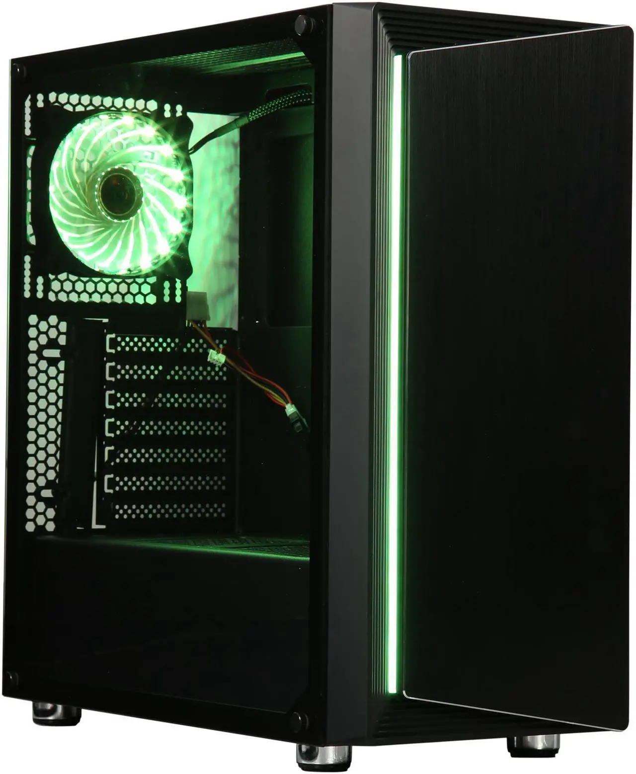 Alt view image 5 of 17 - DIYPC DIY-Line-RGB Black Dual USB3.0 ATX Mid Tower Gaming Computer Case w/Tempered Glass Panel and Integrated RGB Strip/Pre-Installed RGB LED Fan