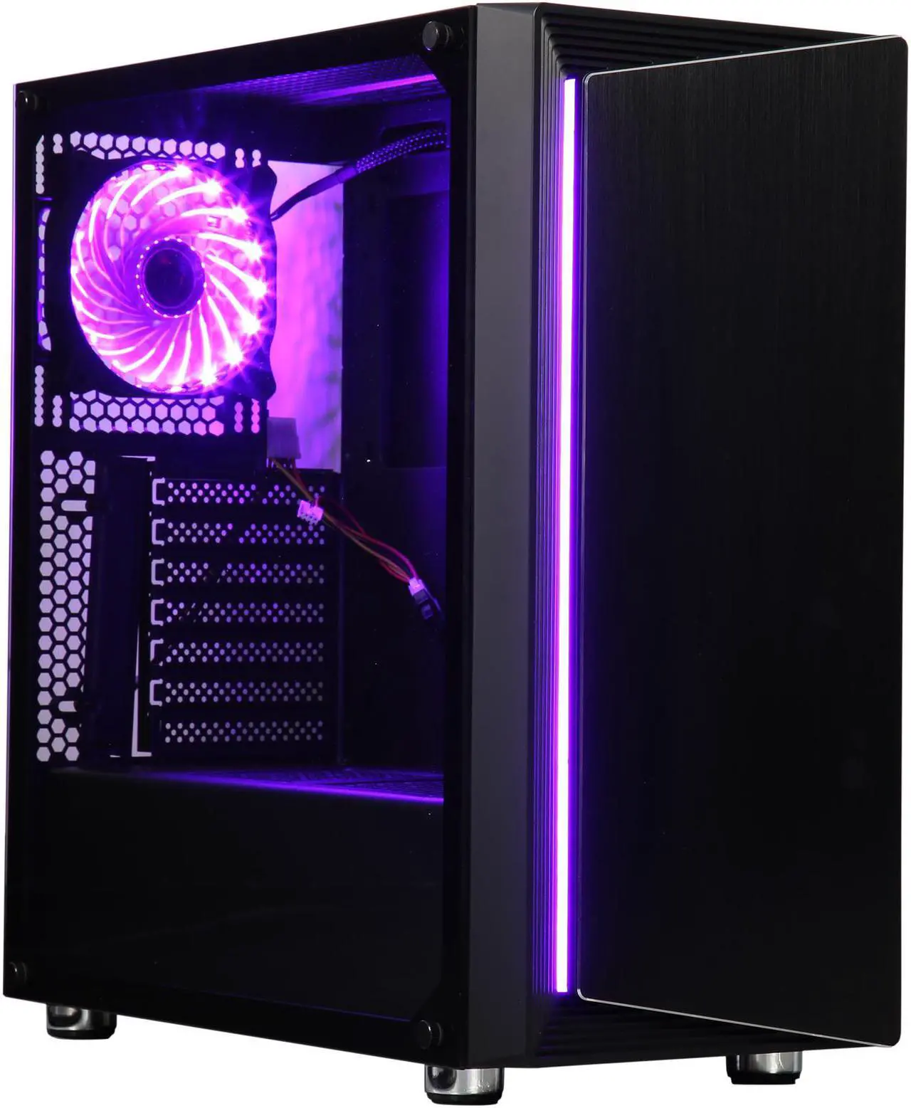 Alt view image 6 of 17 - DIYPC DIY-Line-RGB Black Dual USB3.0 ATX Mid Tower Gaming Computer Case w/Tempered Glass Panel and Integrated RGB Strip/Pre-Installed RGB LED Fan