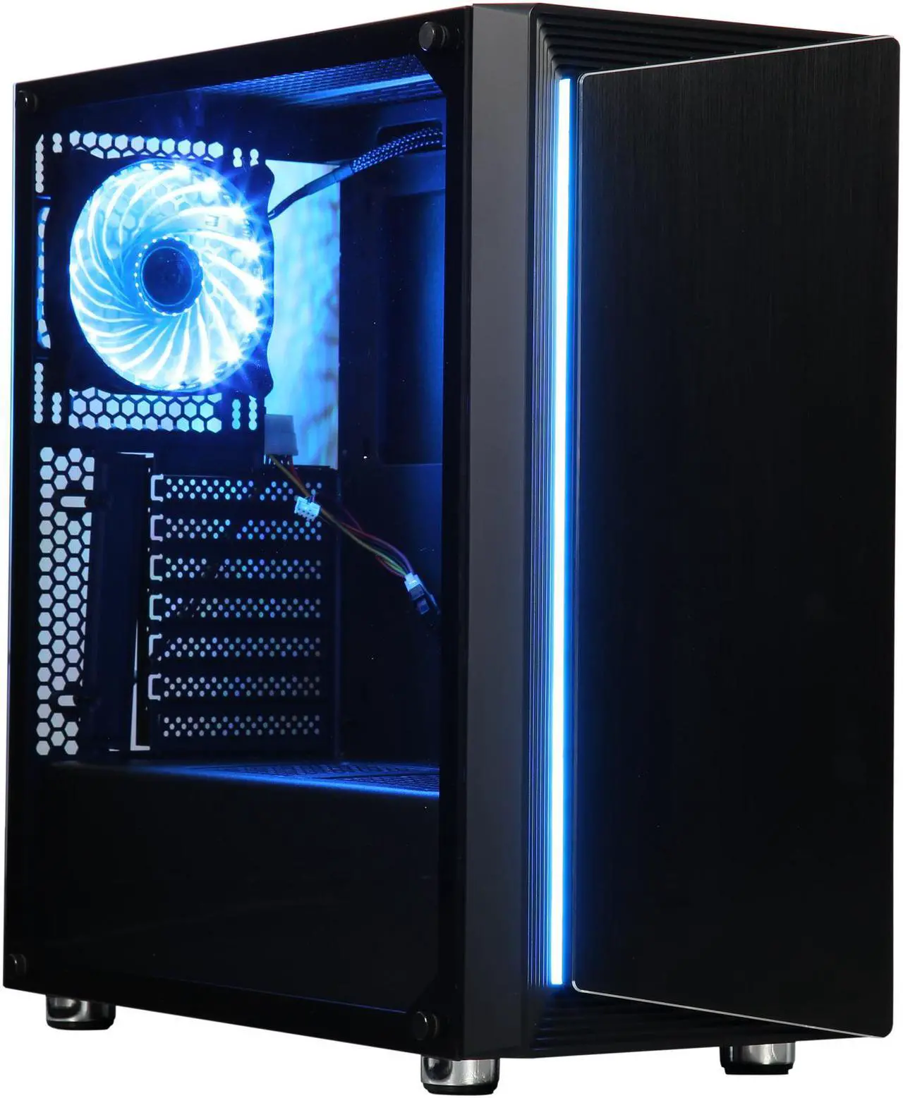 Alt view image 7 of 17 - DIYPC DIY-Line-RGB Black Dual USB3.0 ATX Mid Tower Gaming Computer Case w/Tempered Glass Panel and Integrated RGB Strip/Pre-Installed RGB LED Fan