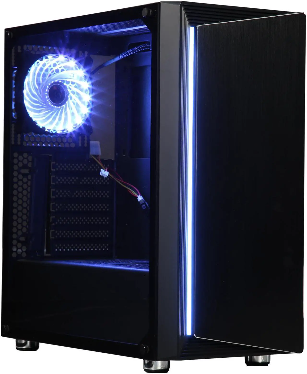 Alt view image 8 of 17 - DIYPC DIY-Line-RGB Black Dual USB3.0 ATX Mid Tower Gaming Computer Case w/Tempered Glass Panel and Integrated RGB Strip/Pre-Installed RGB LED Fan