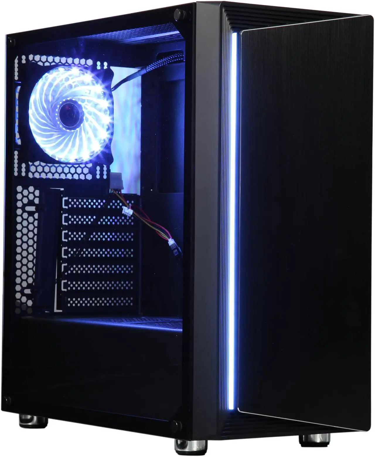 Alt view image 9 of 17 - DIYPC DIY-Line-RGB Black Dual USB3.0 ATX Mid Tower Gaming Computer Case w/Tempered Glass Panel and Integrated RGB Strip/Pre-Installed RGB LED Fan