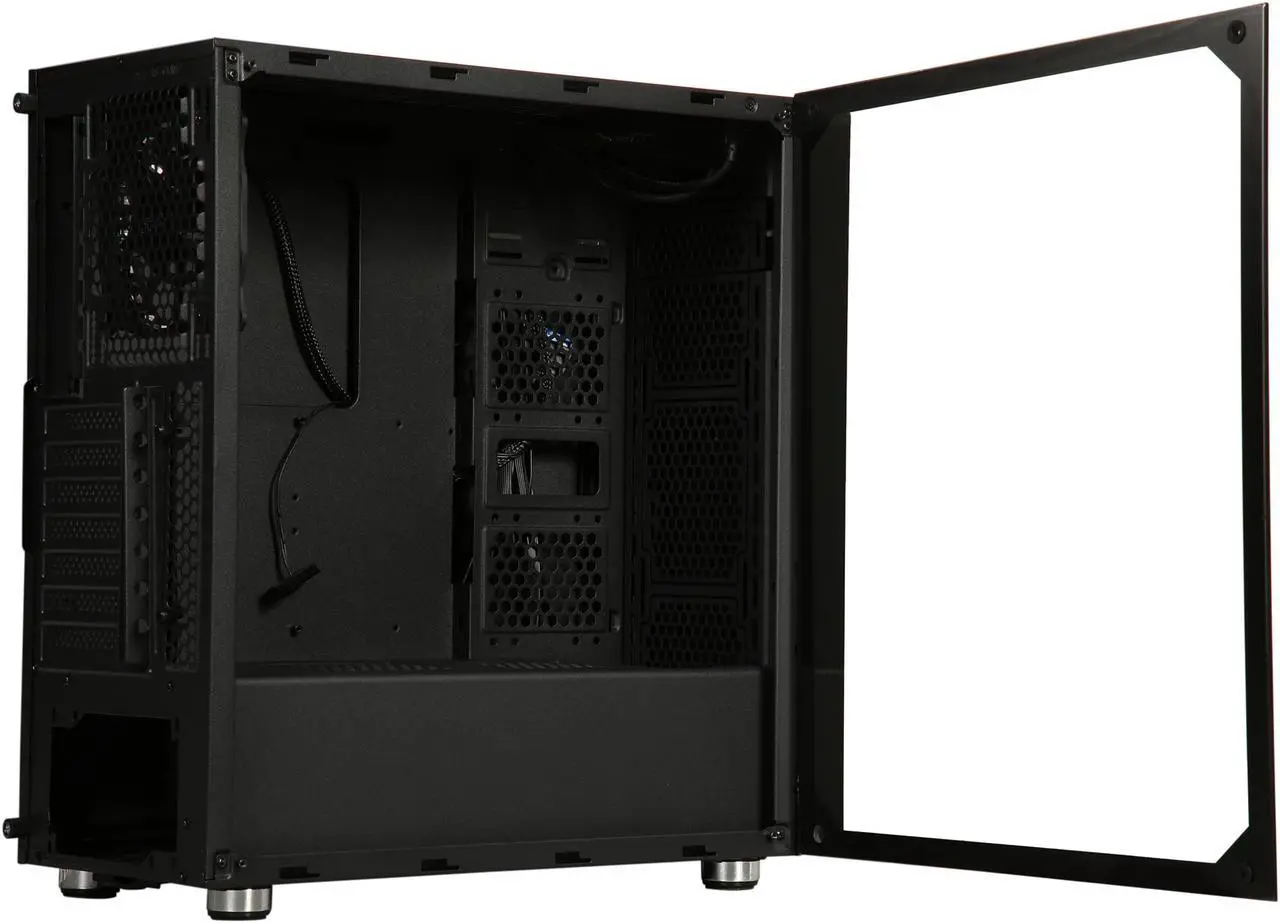 Alt view image 13 of 17 - DIYPC DIY-Line-RGB Black Dual USB3.0 ATX Mid Tower Gaming Computer Case w/Tempered Glass Panel and Integrated RGB Strip/Pre-Installed RGB LED Fan