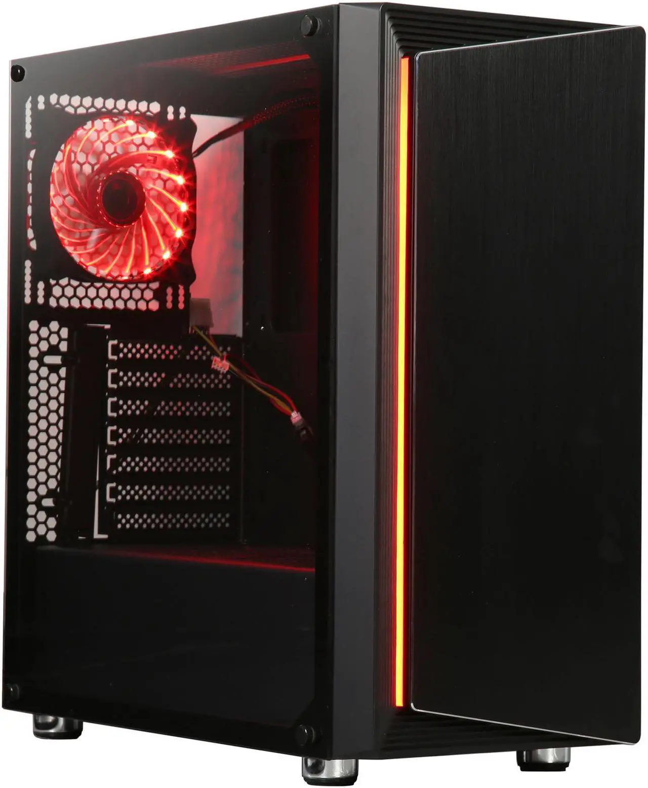 Alt view image 4 of 17 - DIYPC DIY-Line-RGB Black Dual USB3.0 ATX Mid Tower Gaming Computer Case w/Tempered Glass Panel and Integrated RGB Strip/Pre-Installed RGB LED Fan