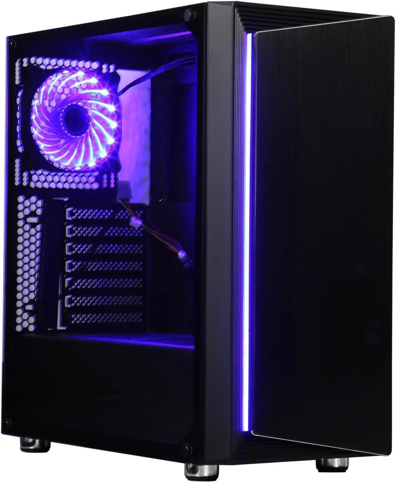 Main image of DIYPC DIY-Line-RGB Black Dual USB3.0 ATX Mid Tower Gaming Computer Case w/Tempered Glass Panel and Integrated RGB Strip/Pre-Installed RGB LED Fan