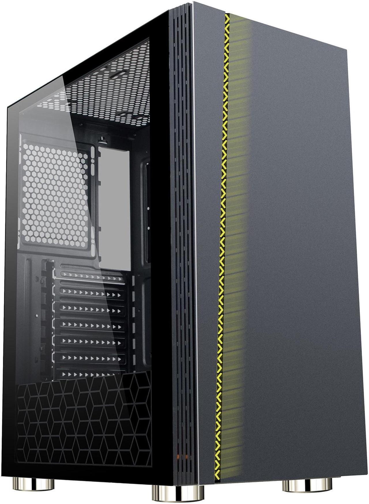 Alt view image 3 of 18 - DIYPC DIY-D2-RGB Black USB3.0 Steel/ Tempered Glass ATX Mid Tower Gaming Computer Case with Tempered Glass Panel and Addressable RGB LED Strip