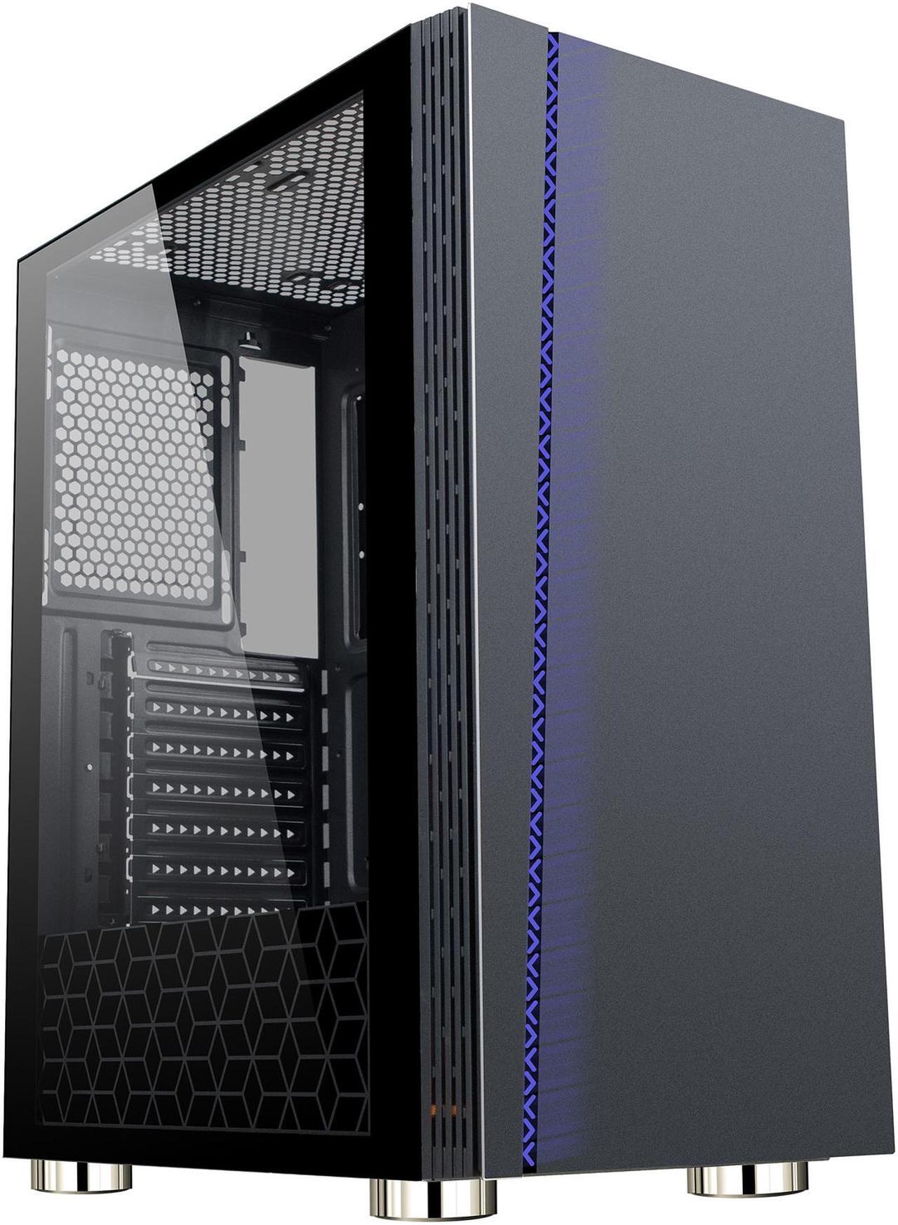 Alt view image 4 of 18 - DIYPC DIY-D2-RGB Black USB3.0 Steel/ Tempered Glass ATX Mid Tower Gaming Computer Case with Tempered Glass Panel and Addressable RGB LED Strip
