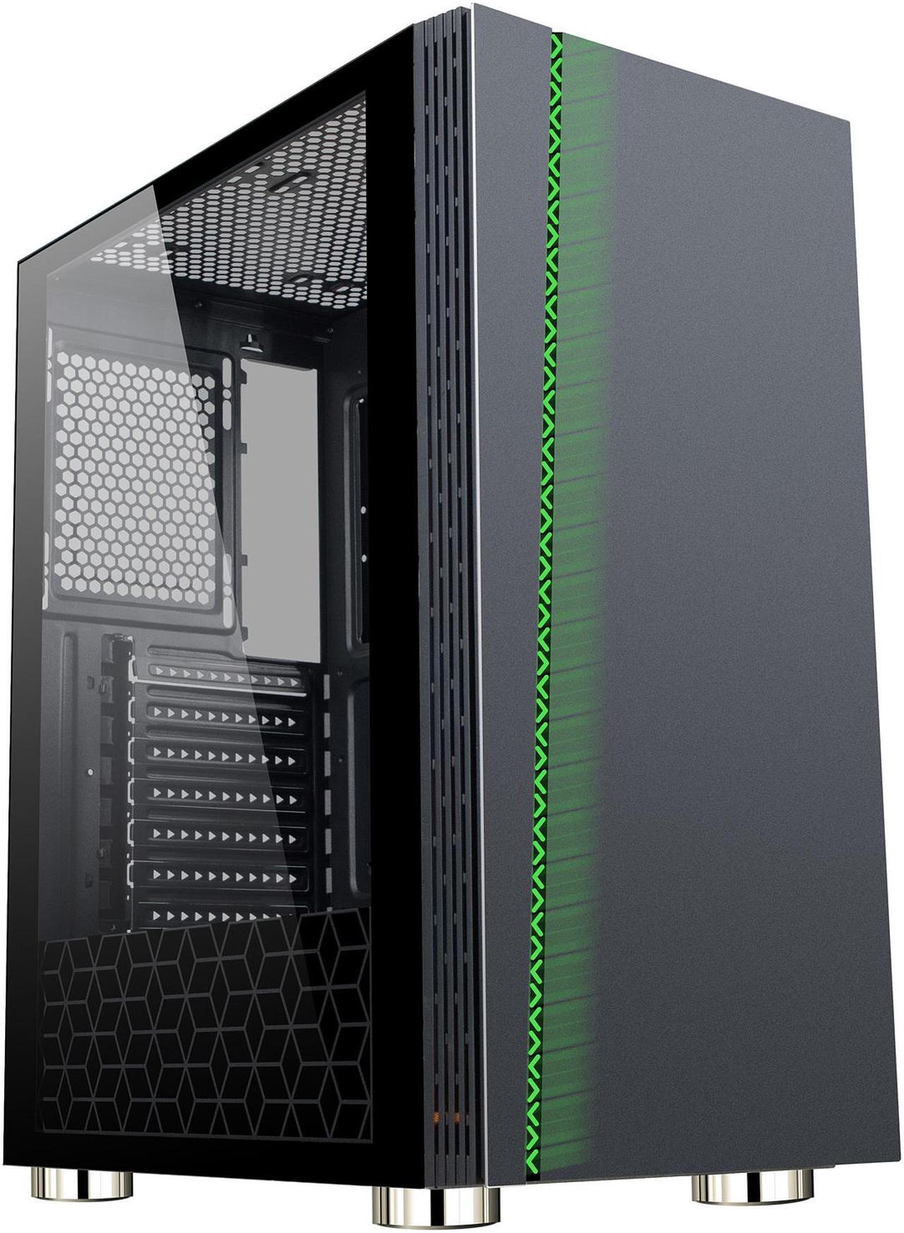 Alt view image 2 of 18 - DIYPC DIY-D2-RGB Black USB3.0 Steel/ Tempered Glass ATX Mid Tower Gaming Computer Case with Tempered Glass Panel and Addressable RGB LED Strip