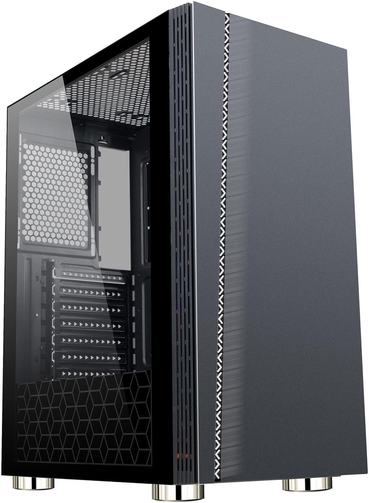 Alt view image 5 of 18 - DIYPC DIY-D2-RGB Black USB3.0 Steel/ Tempered Glass ATX Mid Tower Gaming Computer Case with Tempered Glass Panel and Addressable RGB LED Strip