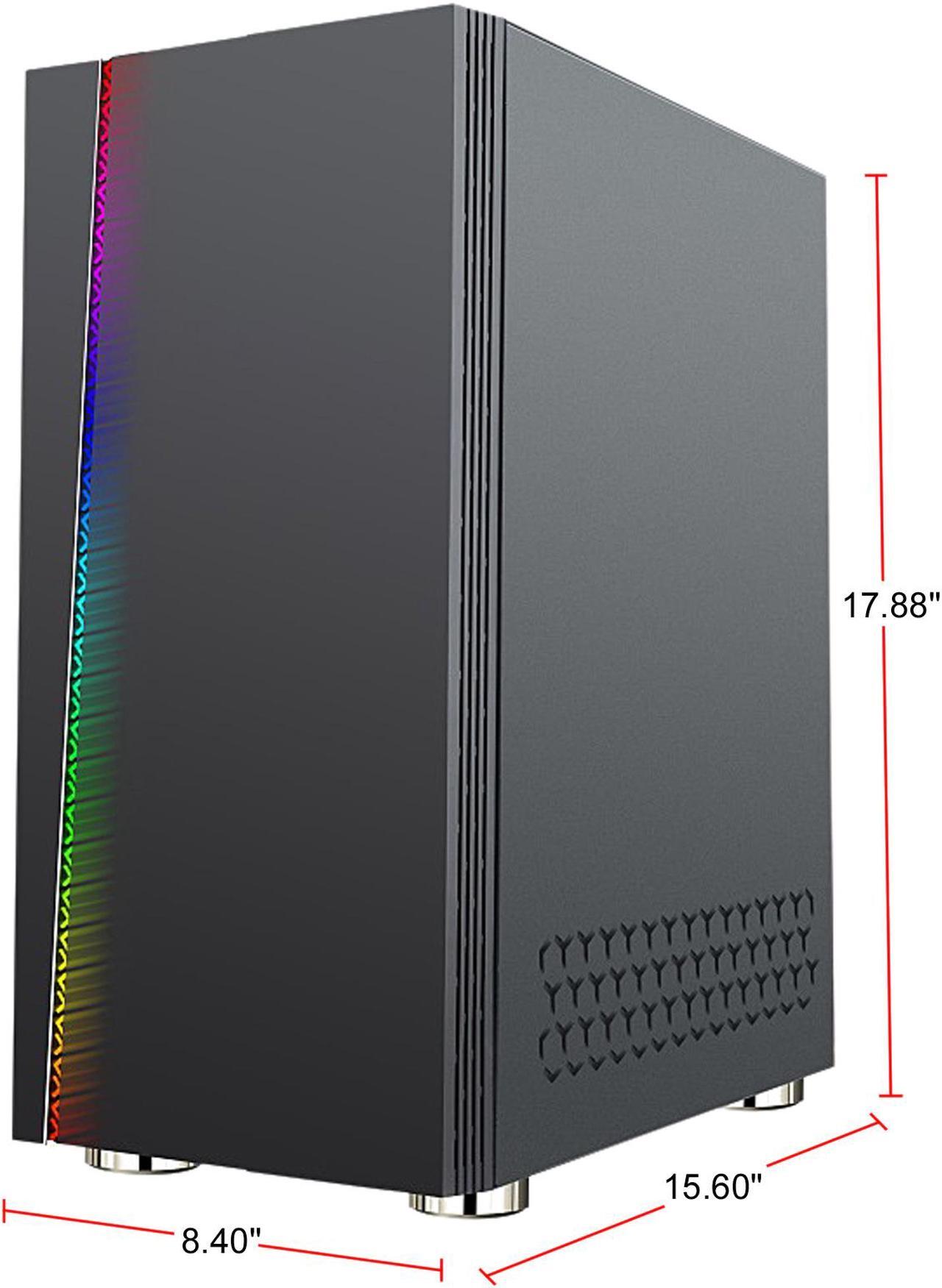 Alt view image 15 of 18 - DIYPC DIY-D2-RGB Black USB3.0 Steel/ Tempered Glass ATX Mid Tower Gaming Computer Case with Tempered Glass Panel and Addressable RGB LED Strip