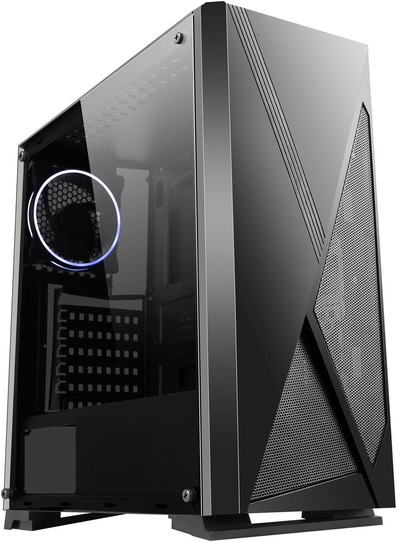 Alt view image 2 of 20 - DIYPC Rainbow-Flash-V3 Black Steel / Tempered Glass ATX Mid Tower Computer Case