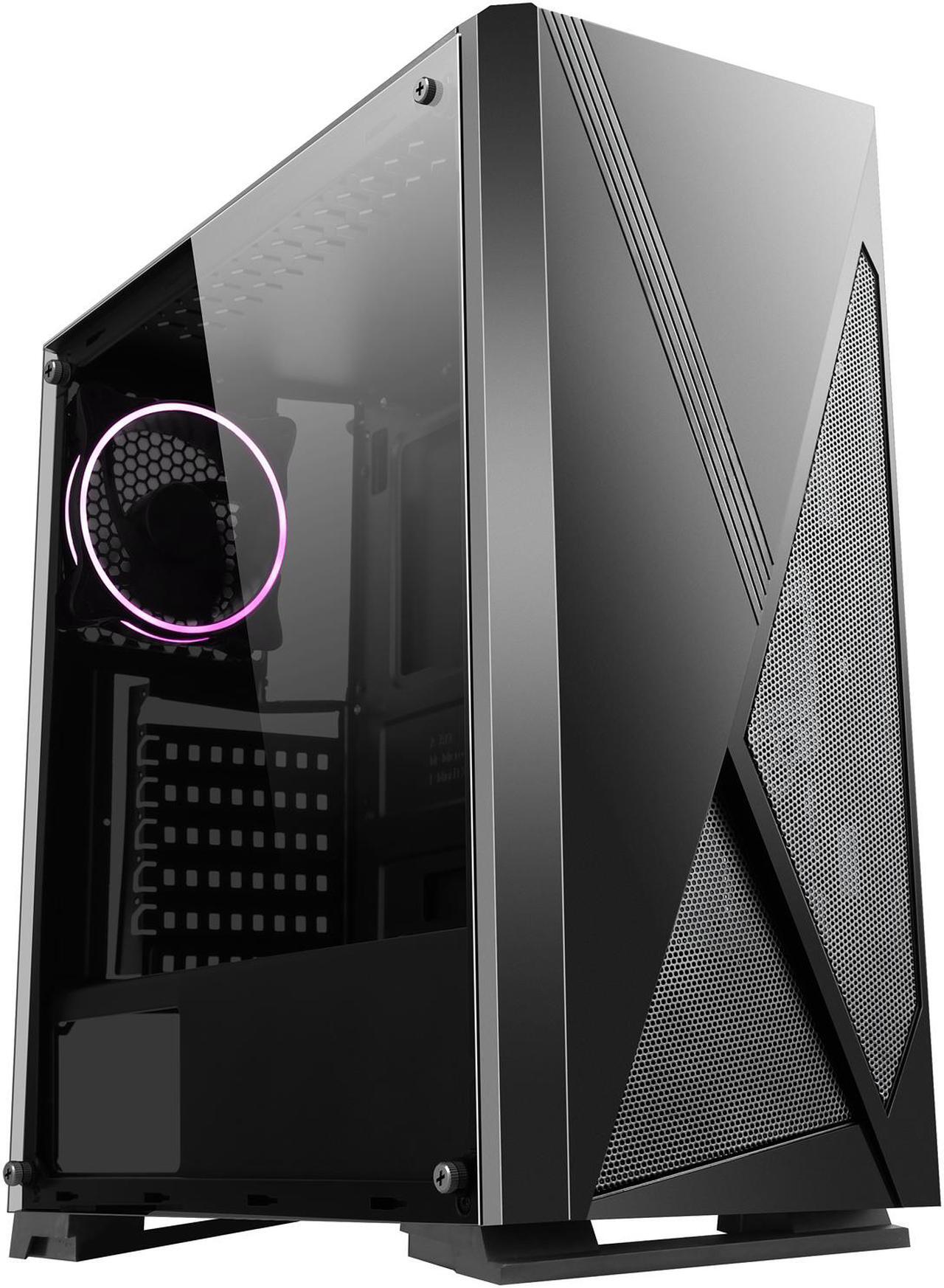 Alt view image 3 of 20 - DIYPC Rainbow-Flash-V3 Black Steel / Tempered Glass ATX Mid Tower Computer Case
