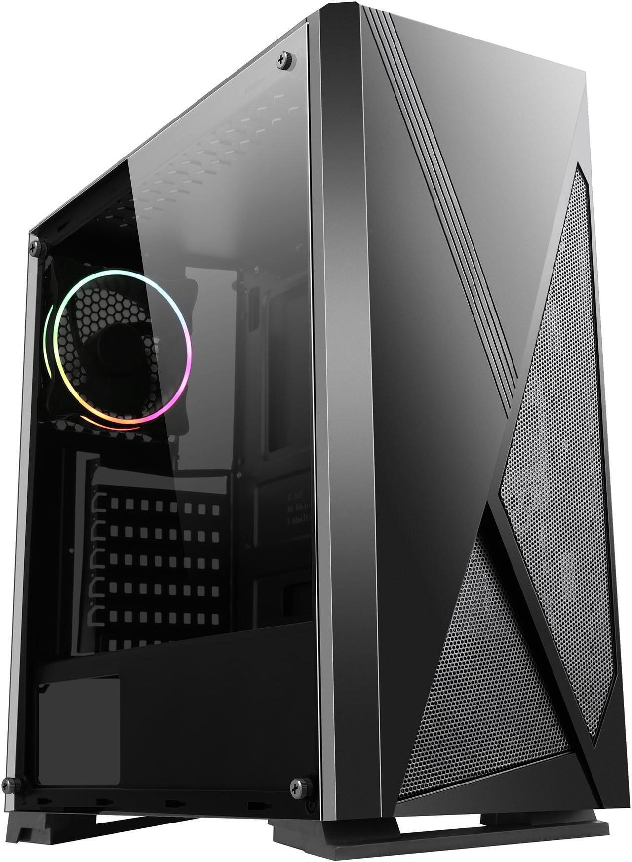 Main image of DIYPC Rainbow-Flash-V3 Black Steel / Tempered Glass ATX Mid Tower Computer Case