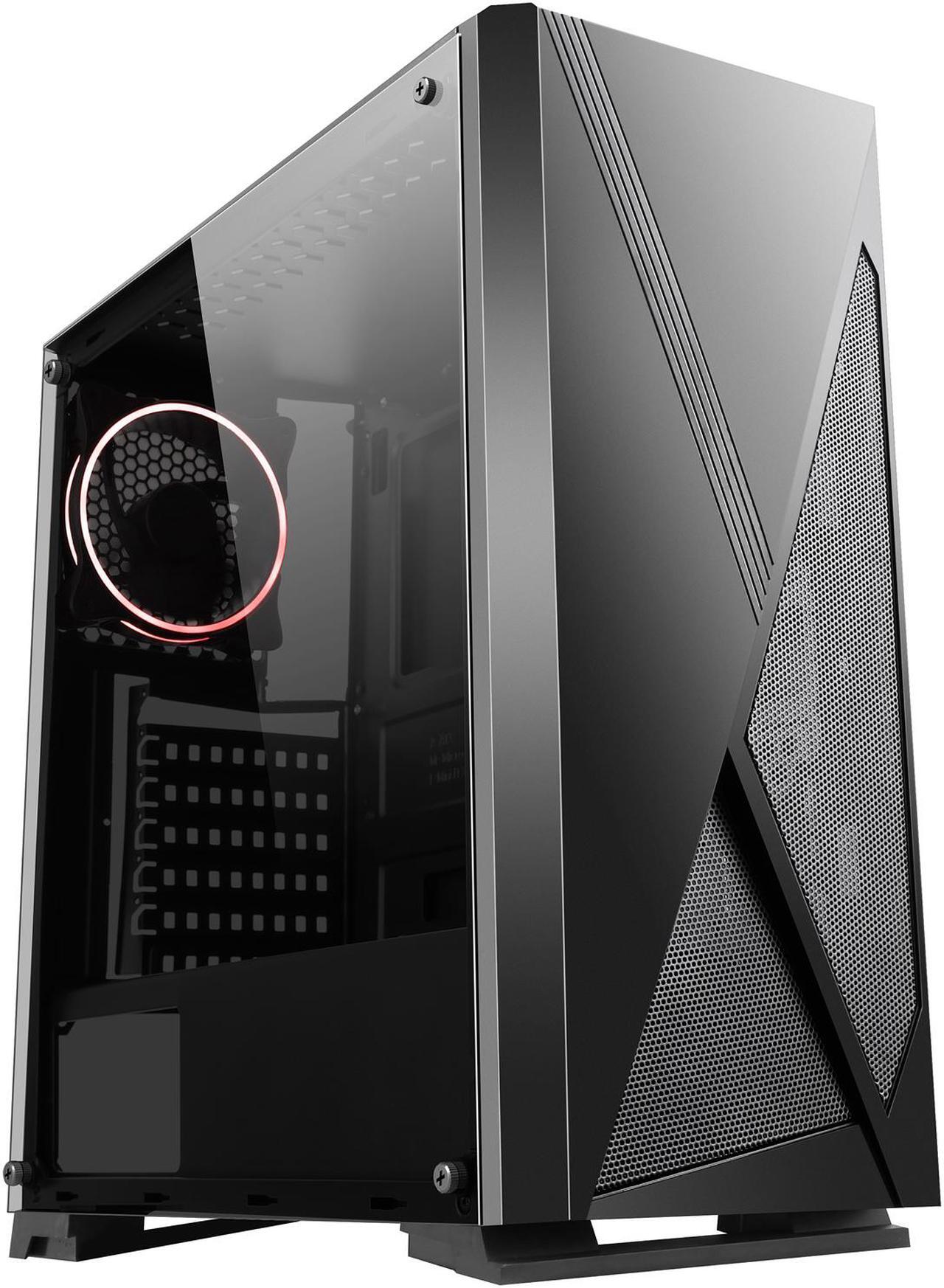 Alt view image 8 of 20 - DIYPC Rainbow-Flash-V3 Black Steel / Tempered Glass ATX Mid Tower Computer Case