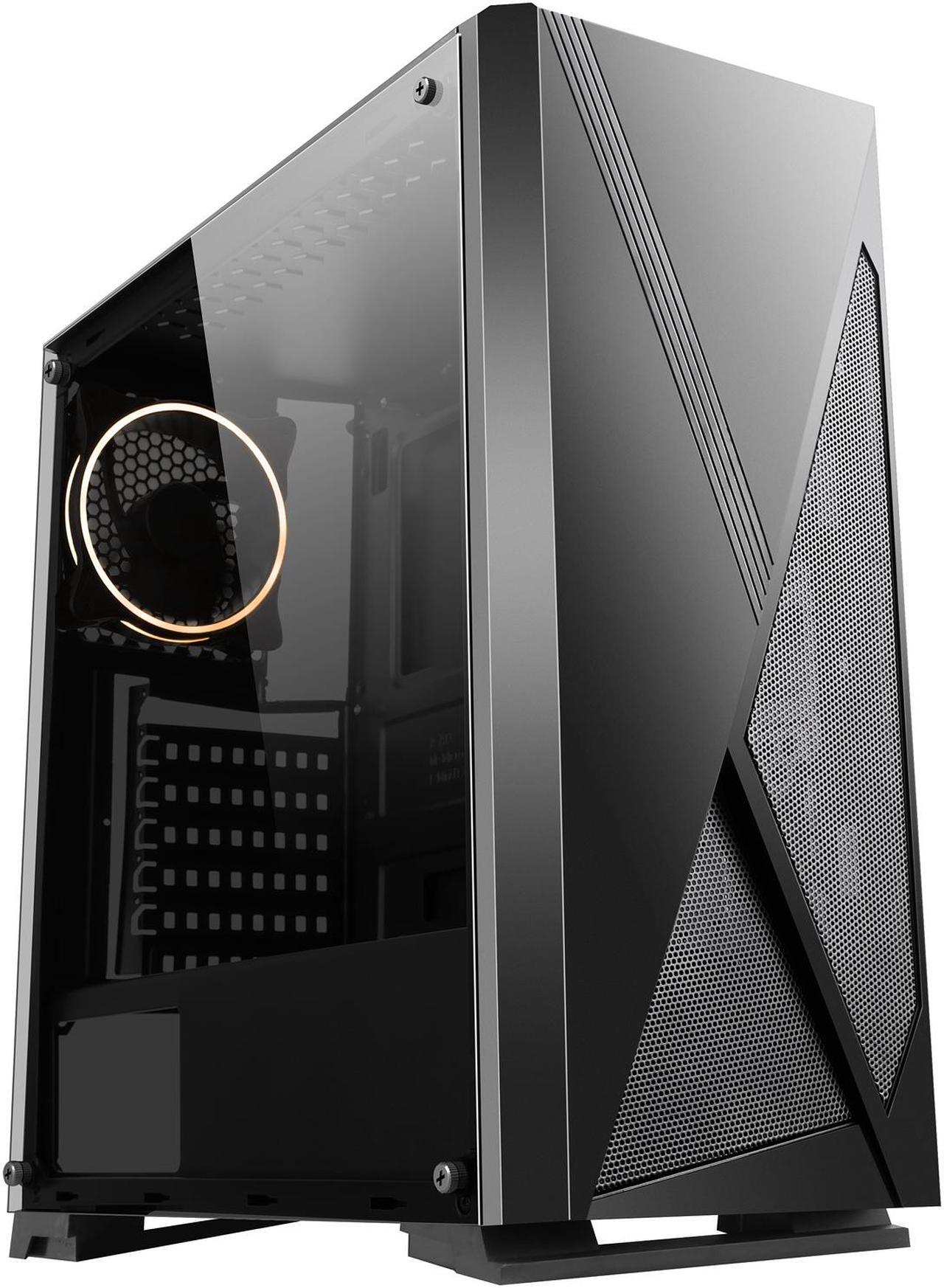 Alt view image 4 of 20 - DIYPC Rainbow-Flash-V3 Black Steel / Tempered Glass ATX Mid Tower Computer Case