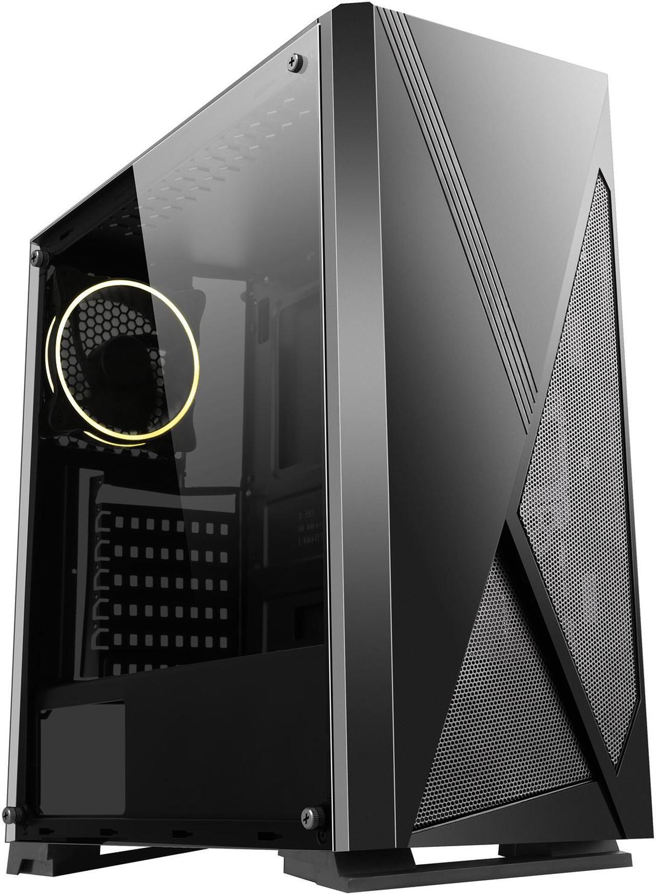 Alt view image 5 of 20 - DIYPC Rainbow-Flash-V3 Black Steel / Tempered Glass ATX Mid Tower Computer Case