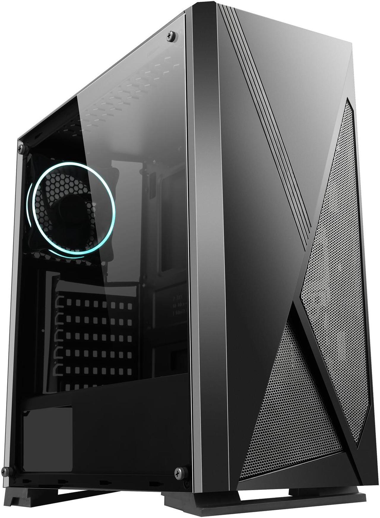Alt view image 7 of 20 - DIYPC Rainbow-Flash-V3 Black Steel / Tempered Glass ATX Mid Tower Computer Case