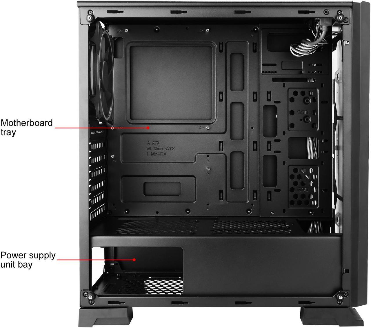 Alt view image 14 of 20 - DIYPC Rainbow-Flash-V3 Black Steel / Tempered Glass ATX Mid Tower Computer Case