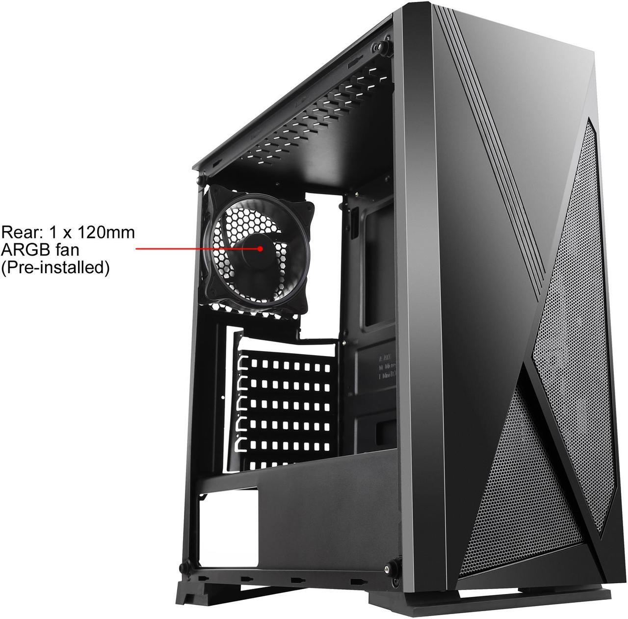 Alt view image 9 of 20 - DIYPC Rainbow-Flash-V3 Black Steel / Tempered Glass ATX Mid Tower Computer Case