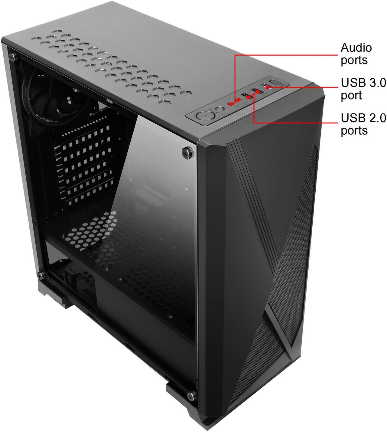 Alt view image 13 of 20 - DIYPC Rainbow-Flash-V3 Black Steel / Tempered Glass ATX Mid Tower Computer Case