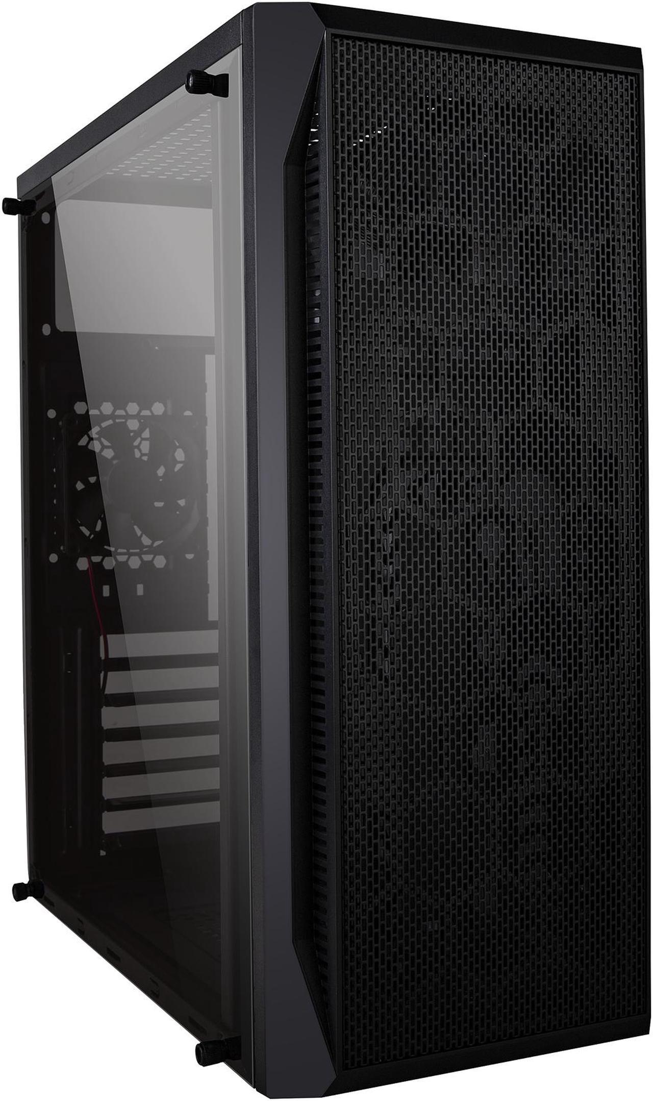 DIYPC DIY-S07 Black Steel ATX USB3.0 Mid Tower Computer Case w 4 x 120mm Black Fan (Pre-Installed)