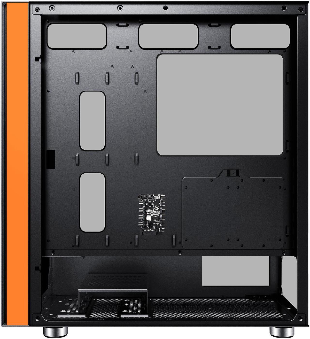 Alt view image 13 of 20 - DIYPC IDX2-O-ARGB Black Steel / Tempered Glass ATX Mid Tower Computer Case with 1 x 120mm Halo ARGB LED Fan Pre-Installed