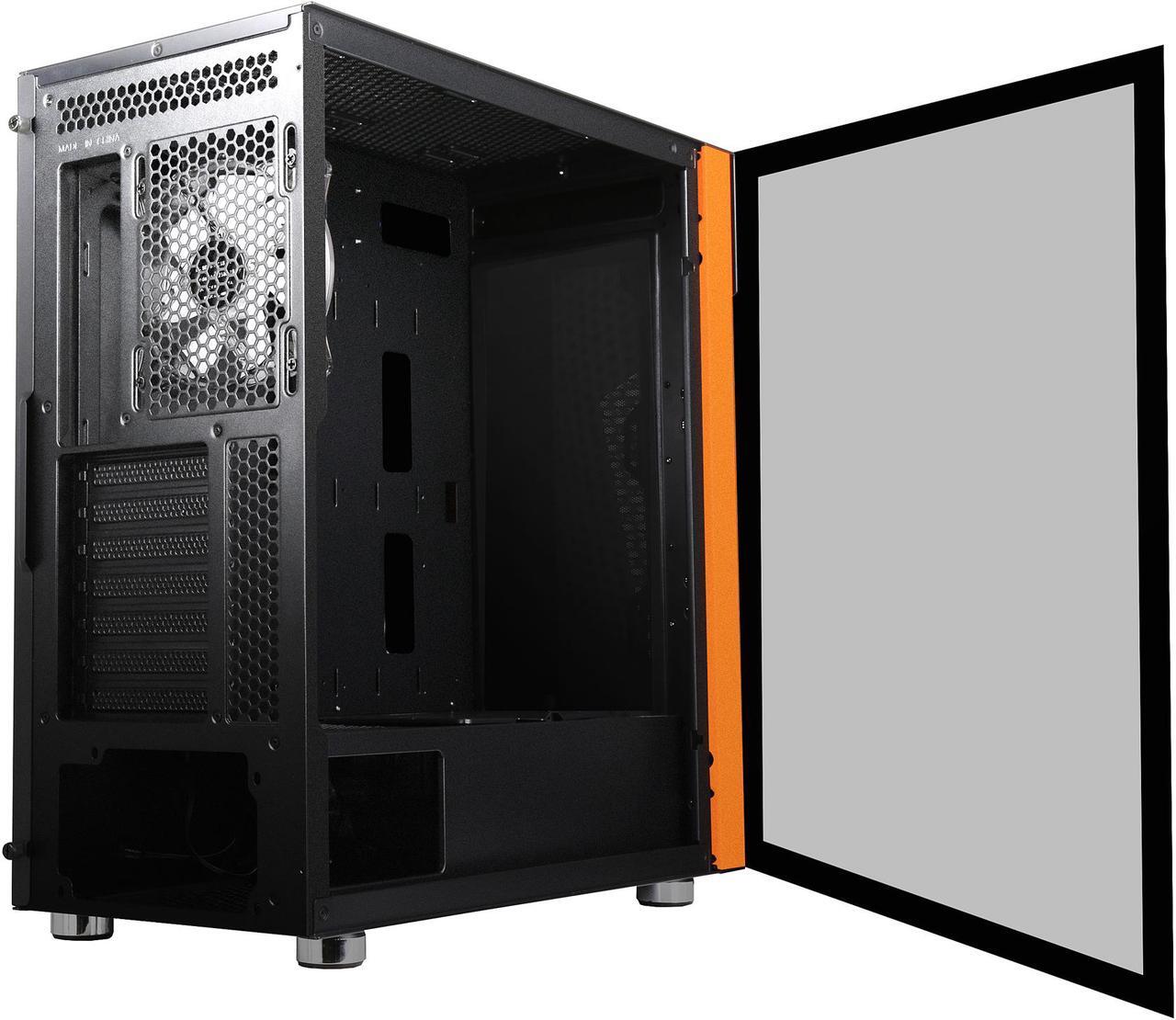 Alt view image 18 of 20 - DIYPC IDX2-O-ARGB Black Steel / Tempered Glass ATX Mid Tower Computer Case with 1 x 120mm Halo ARGB LED Fan Pre-Installed