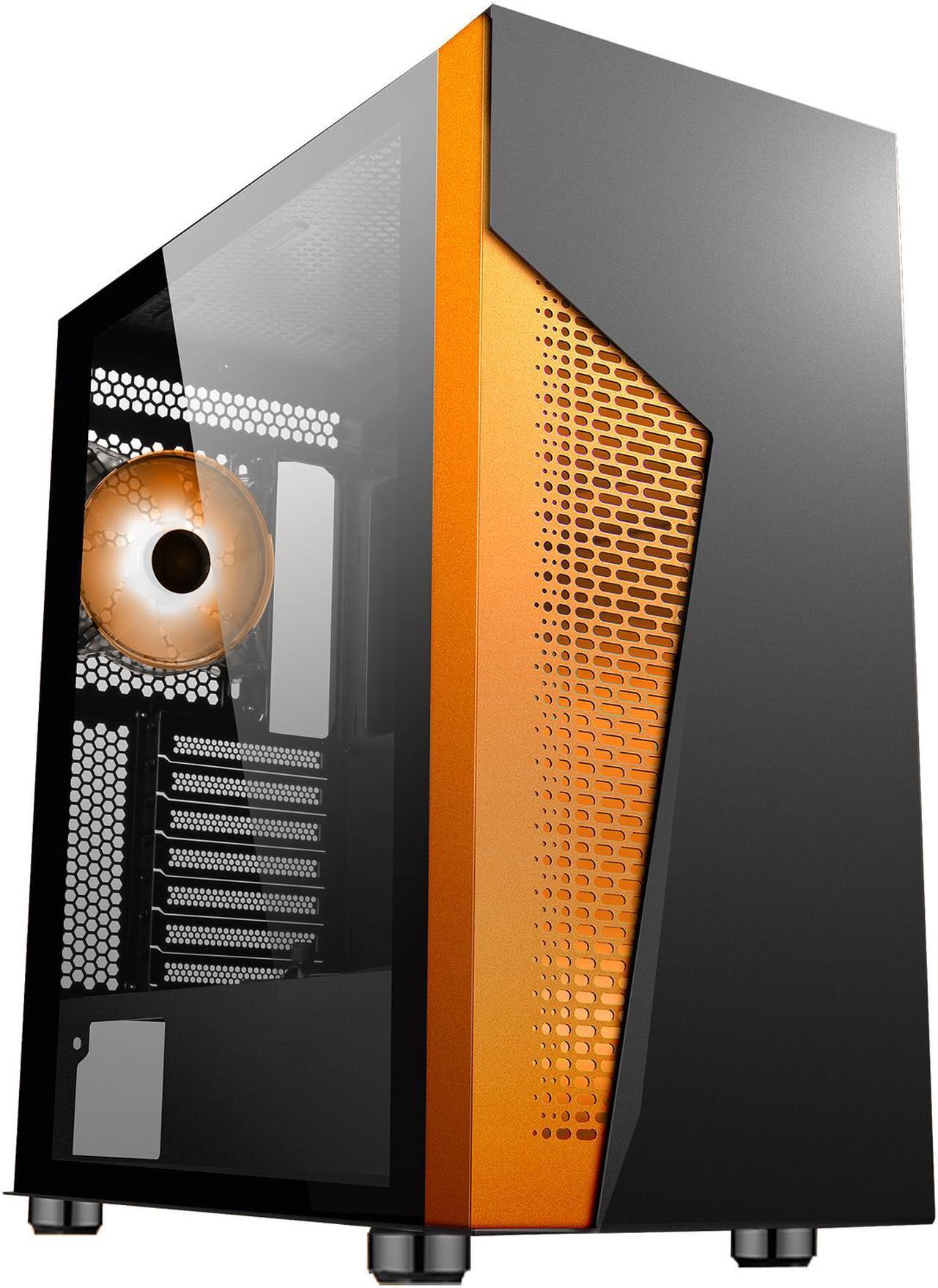 Alt view image 4 of 20 - DIYPC IDX2-O-ARGB Black Steel / Tempered Glass ATX Mid Tower Computer Case with 1 x 120mm Halo ARGB LED Fan Pre-Installed