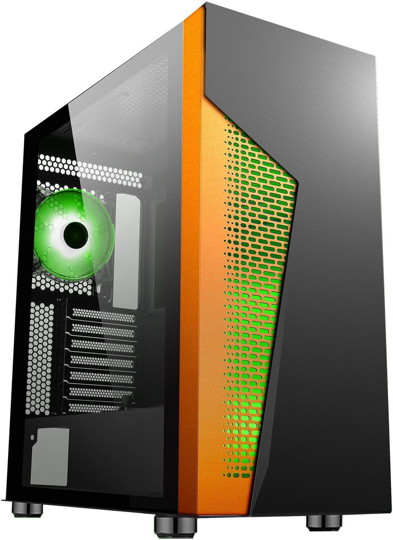 Alt view image 6 of 20 - DIYPC IDX2-O-ARGB Black Steel / Tempered Glass ATX Mid Tower Computer Case with 1 x 120mm Halo ARGB LED Fan Pre-Installed