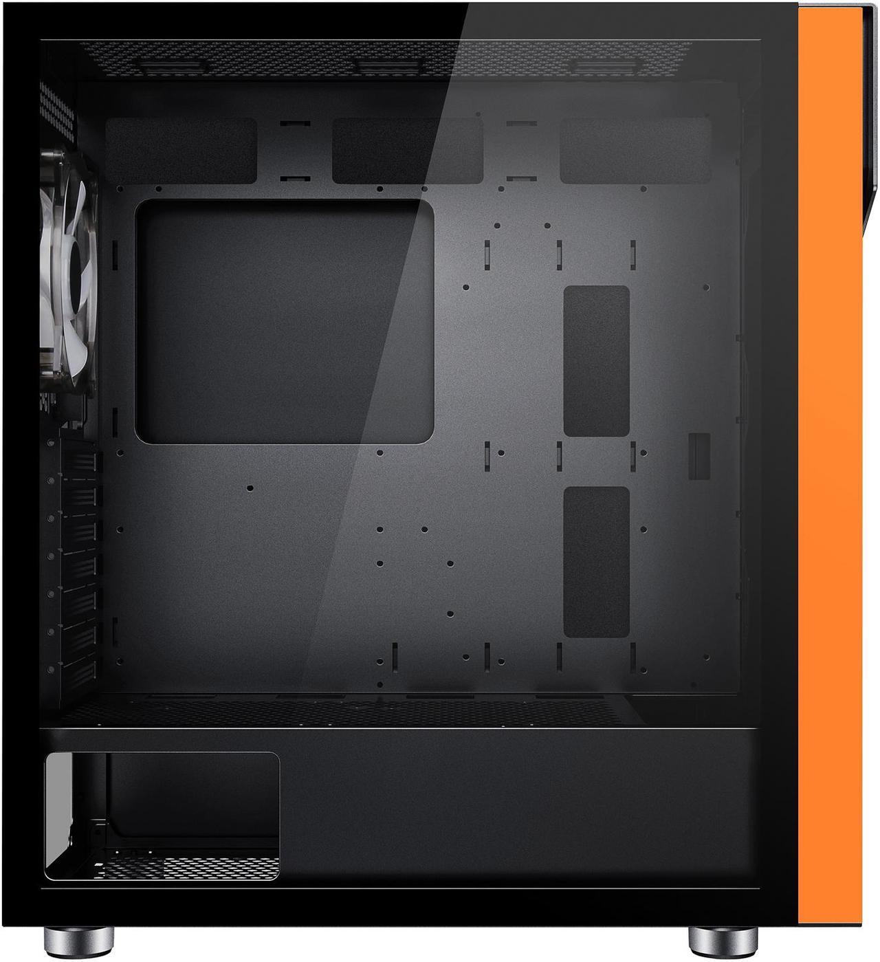 Alt view image 15 of 20 - DIYPC IDX2-O-ARGB Black Steel / Tempered Glass ATX Mid Tower Computer Case with 1 x 120mm Halo ARGB LED Fan Pre-Installed