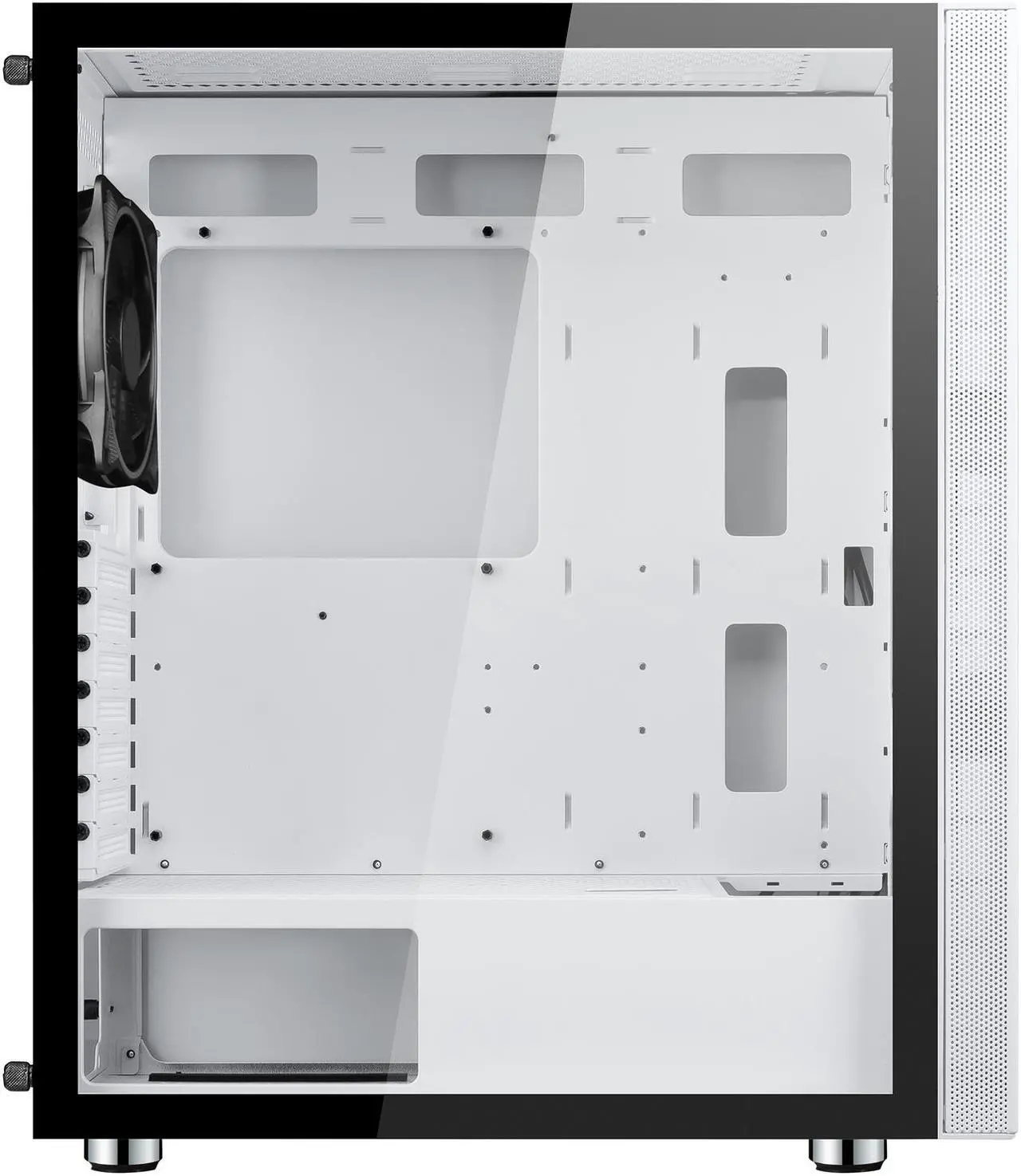 Alt view image 15 of 20 - DIYPC AVVUS-W-ARGB White Steel / Tempered Glass ATX Mid Tower Computer Case with 1 x 120mm Halo ARGB LED Fan Pre-Installed