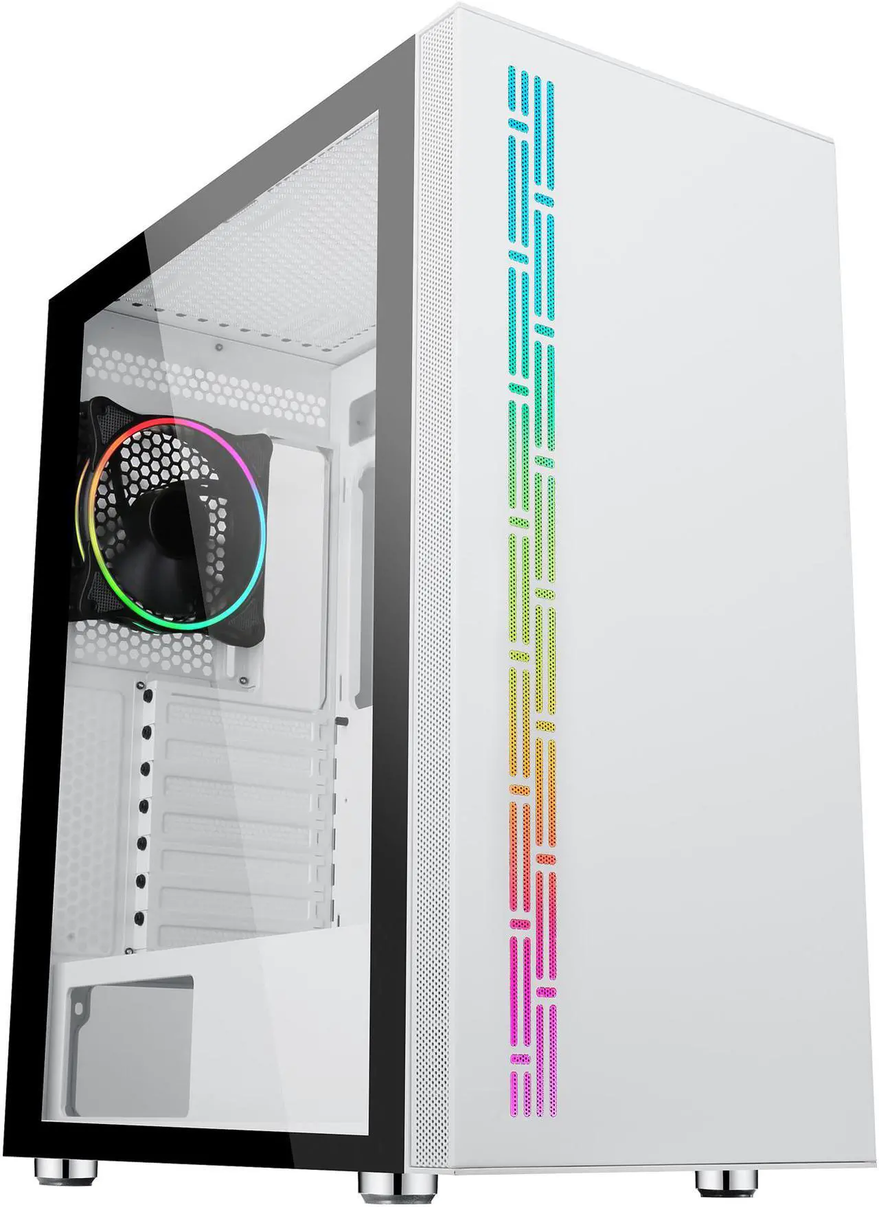 Main image of DIYPC AVVUS-W-ARGB White Steel / Tempered Glass ATX Mid Tower Computer Case with 1 x 120mm Halo ARGB LED Fan Pre-Installed