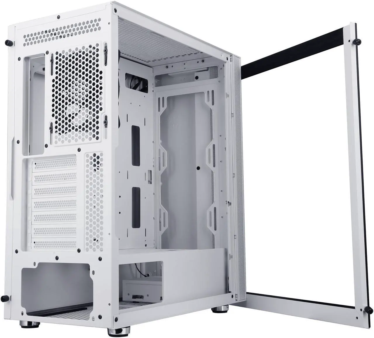 Alt view image 18 of 20 - DIYPC AVVUS-W-ARGB White Steel / Tempered Glass ATX Mid Tower Computer Case with 1 x 120mm Halo ARGB LED Fan Pre-Installed