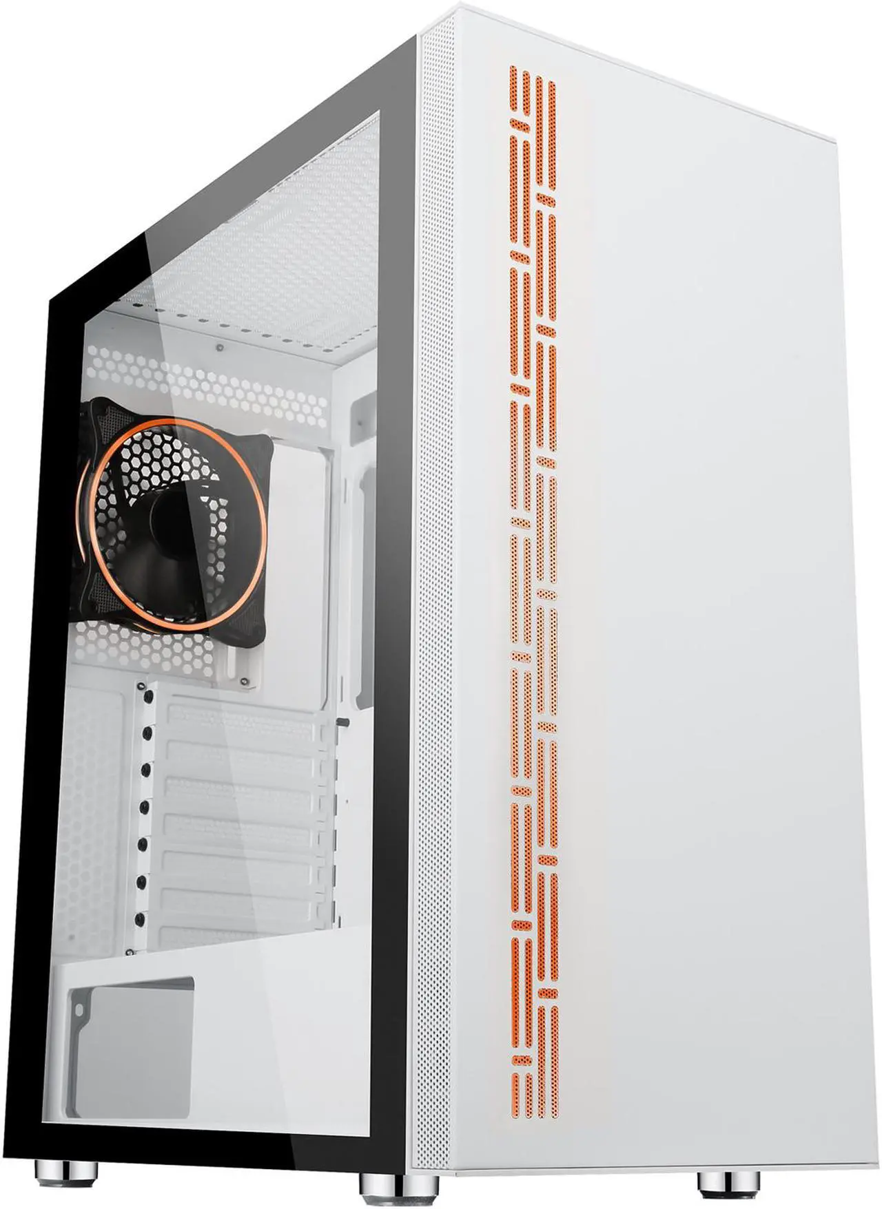 Alt view image 2 of 20 - DIYPC AVVUS-W-ARGB White Steel / Tempered Glass ATX Mid Tower Computer Case with 1 x 120mm Halo ARGB LED Fan Pre-Installed